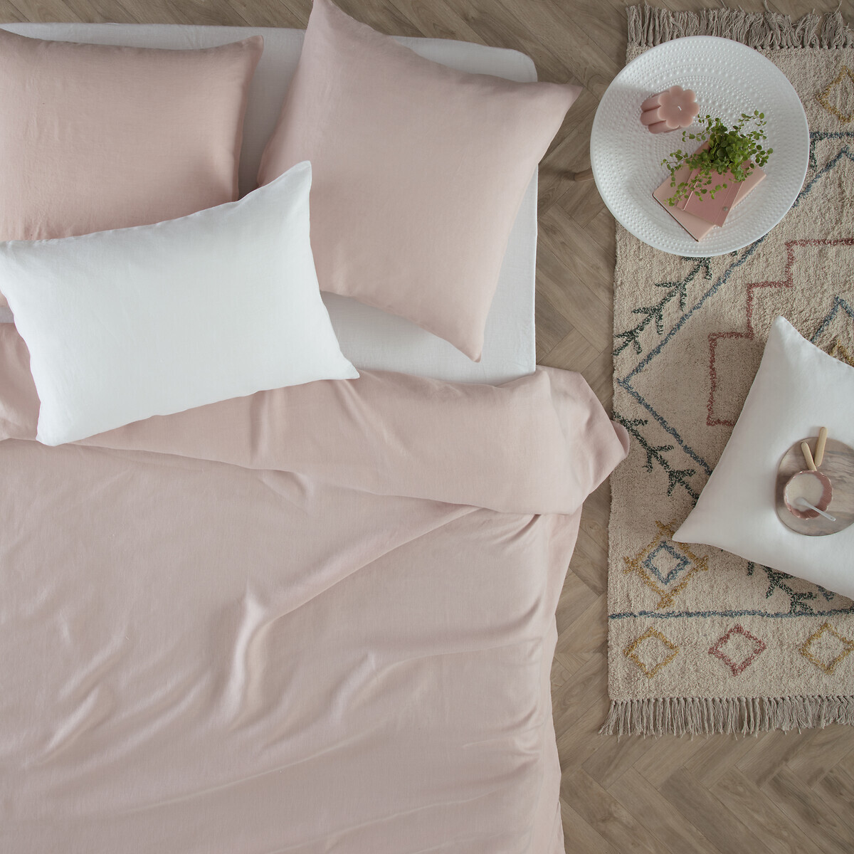 Duvet cover "Linah", washed linen Pink, 260x240 cm