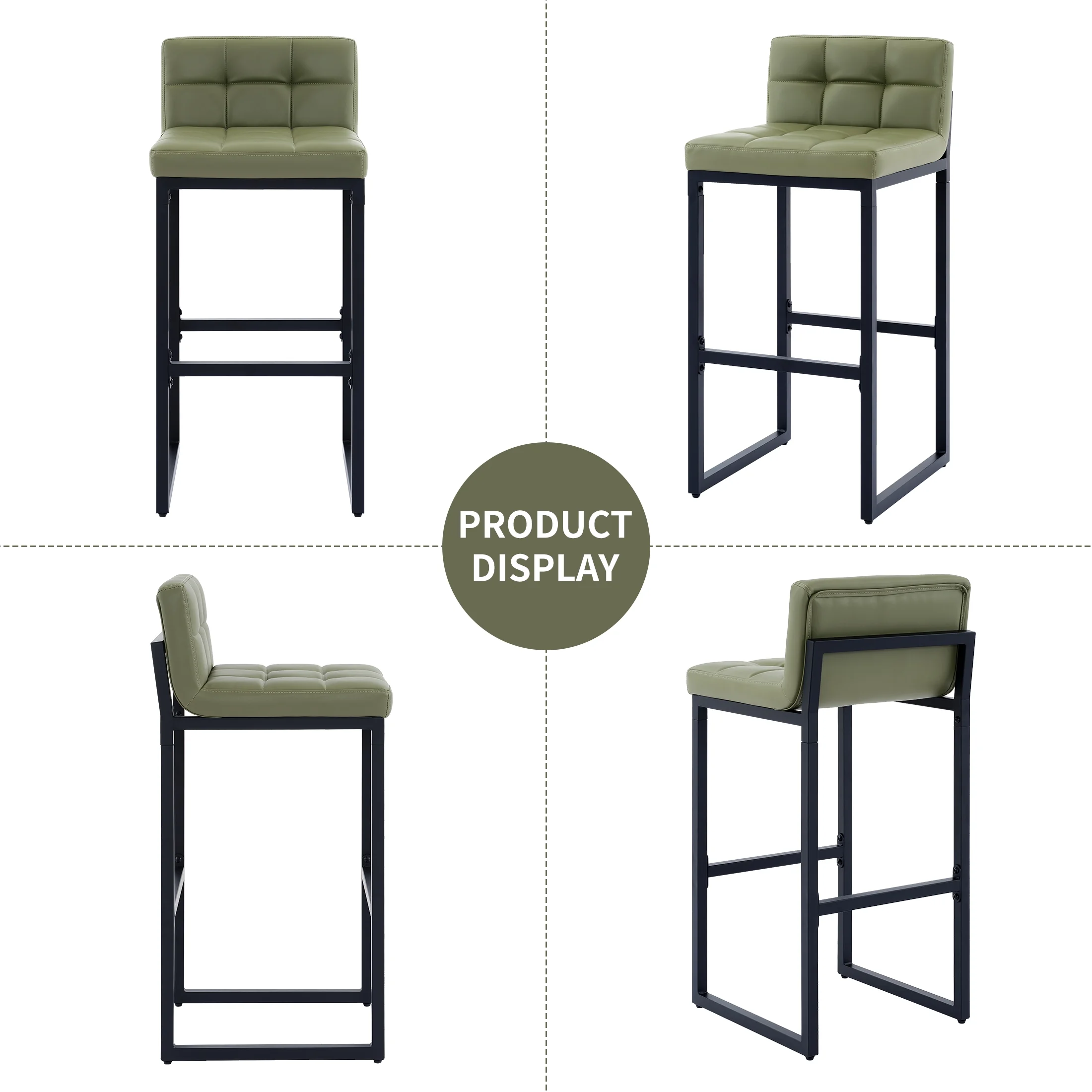 FIRAVOE Bar Stools Set of 3, Counter Height Bar Stools (Low Back)(Thickened Frame) 26" PU Leather Barstools Bar Chairs for Kitchen Island, Black - Image 33