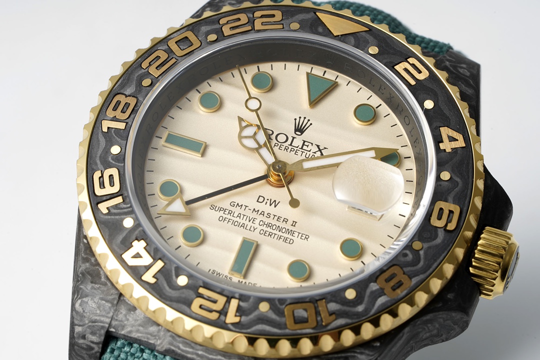 Diw New Rolex Ultra Limited Edition GMT-MASTER II-Carbon Fiber-Yellow Grey(1:1 replica) - Elite Watch Atelier