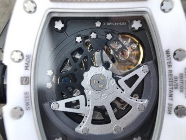 Replica Richard Mille RM011 White Ceramic Felipe Massa Green Inner Bezel White Rubber Strap A7750 - Top club