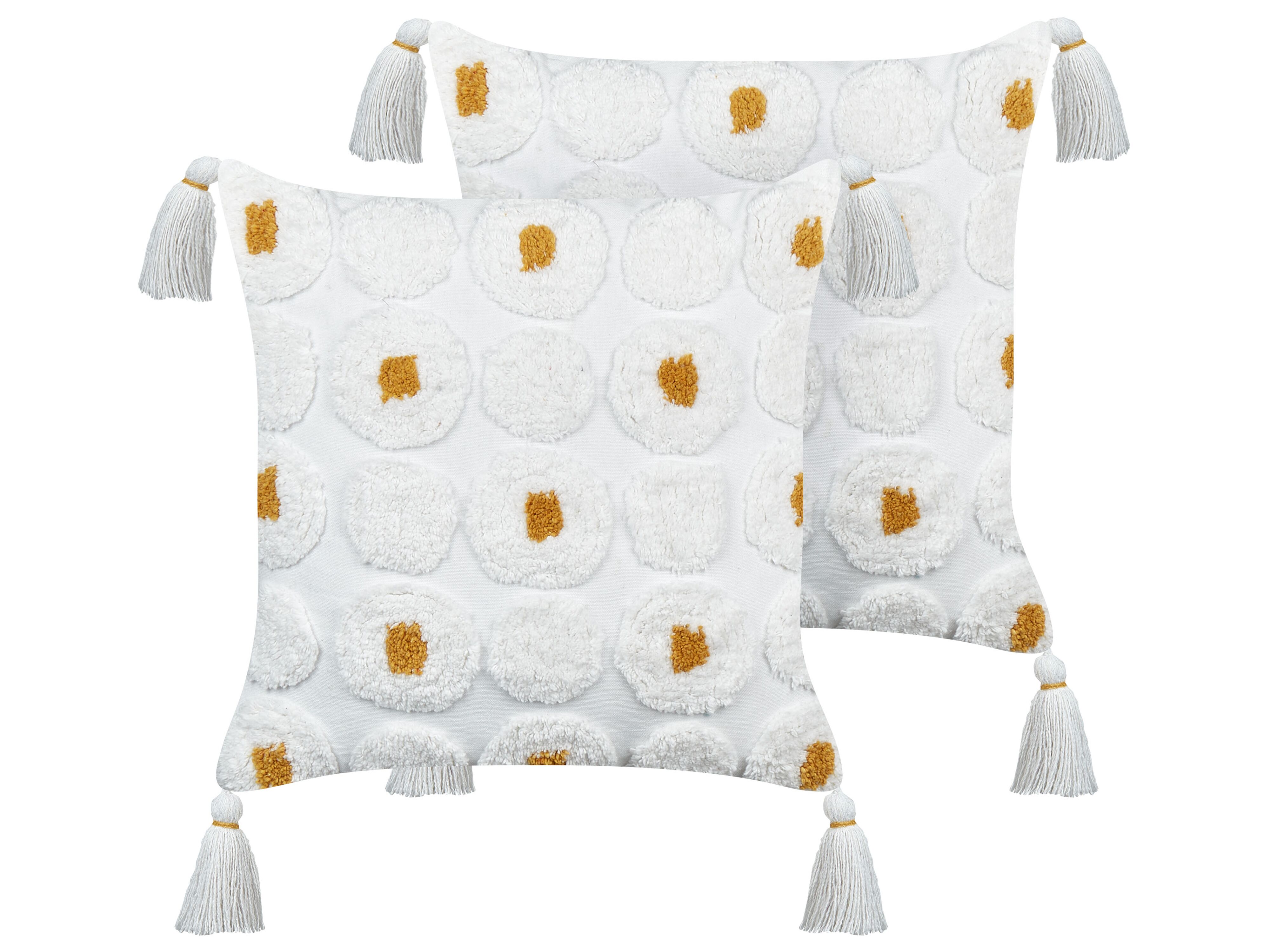 Set of 2 Decorative Cushions AZALIA Cotton 45 x 45 cm White Floral Pattern