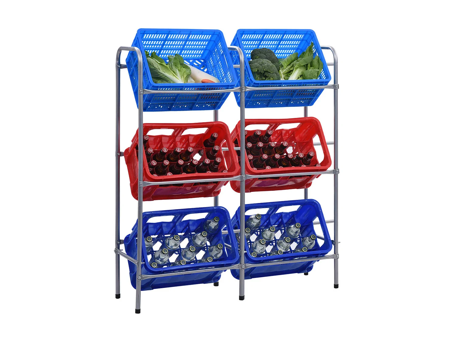 Étagère de rangement pour 6 caisses Argenté 96x33x116 cm Acier OFR23971 BonneVie Meuble