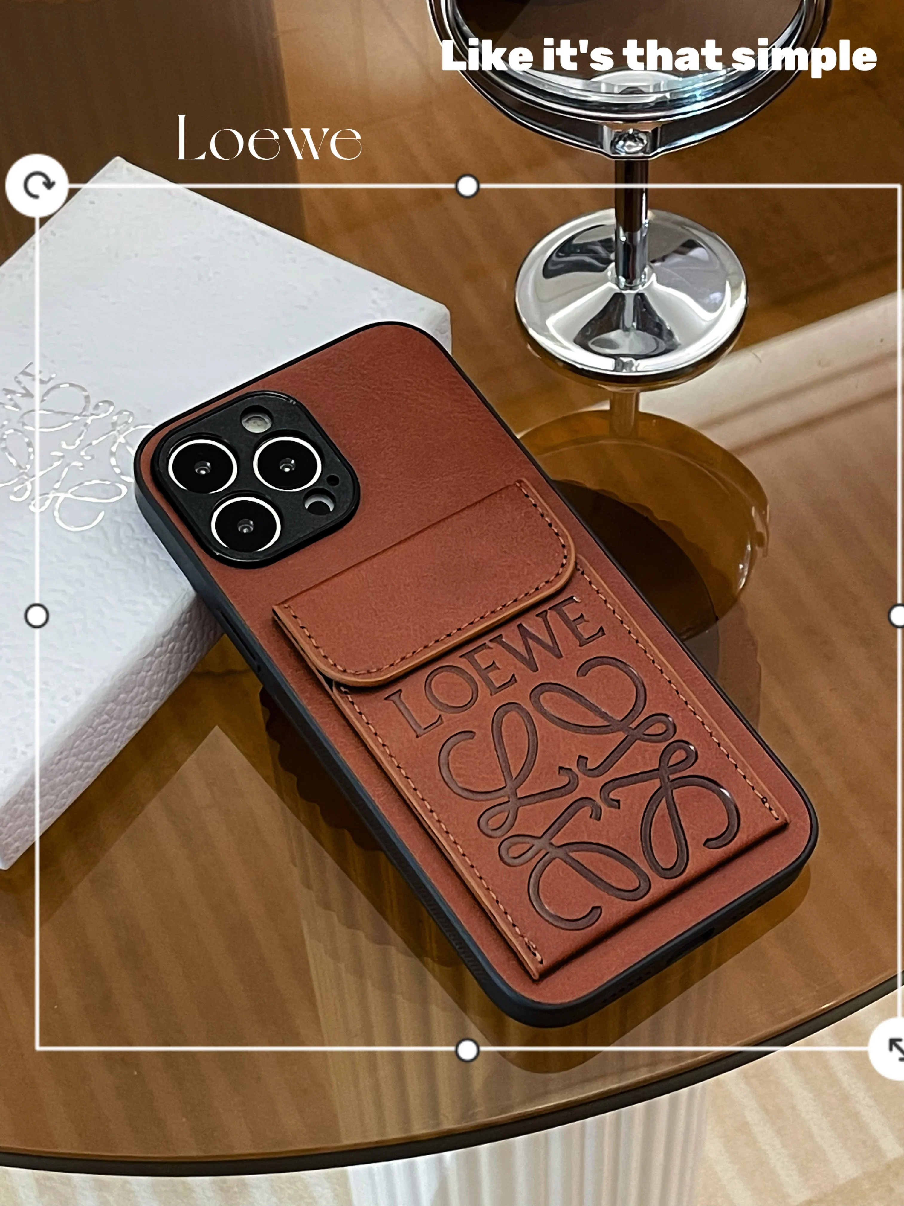 LOEWE iPhone Case With Card Holder Brown-LZP241448 - Wholesale & Influencer