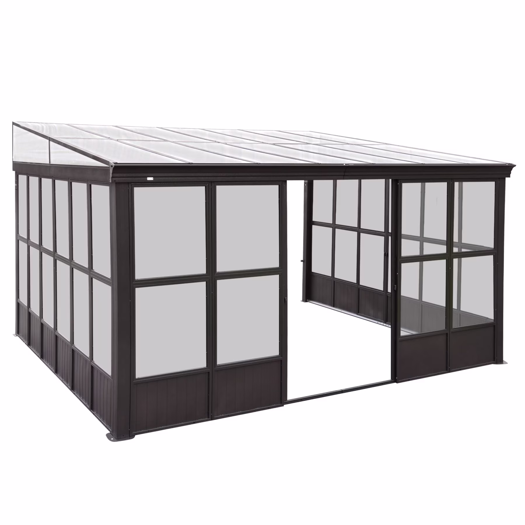 TOTAL Outdoor 10'x12' All-Season Sunroom Gazebo with Steel Roof, PVC Screen, Front & Side Door, Brown - Image 24