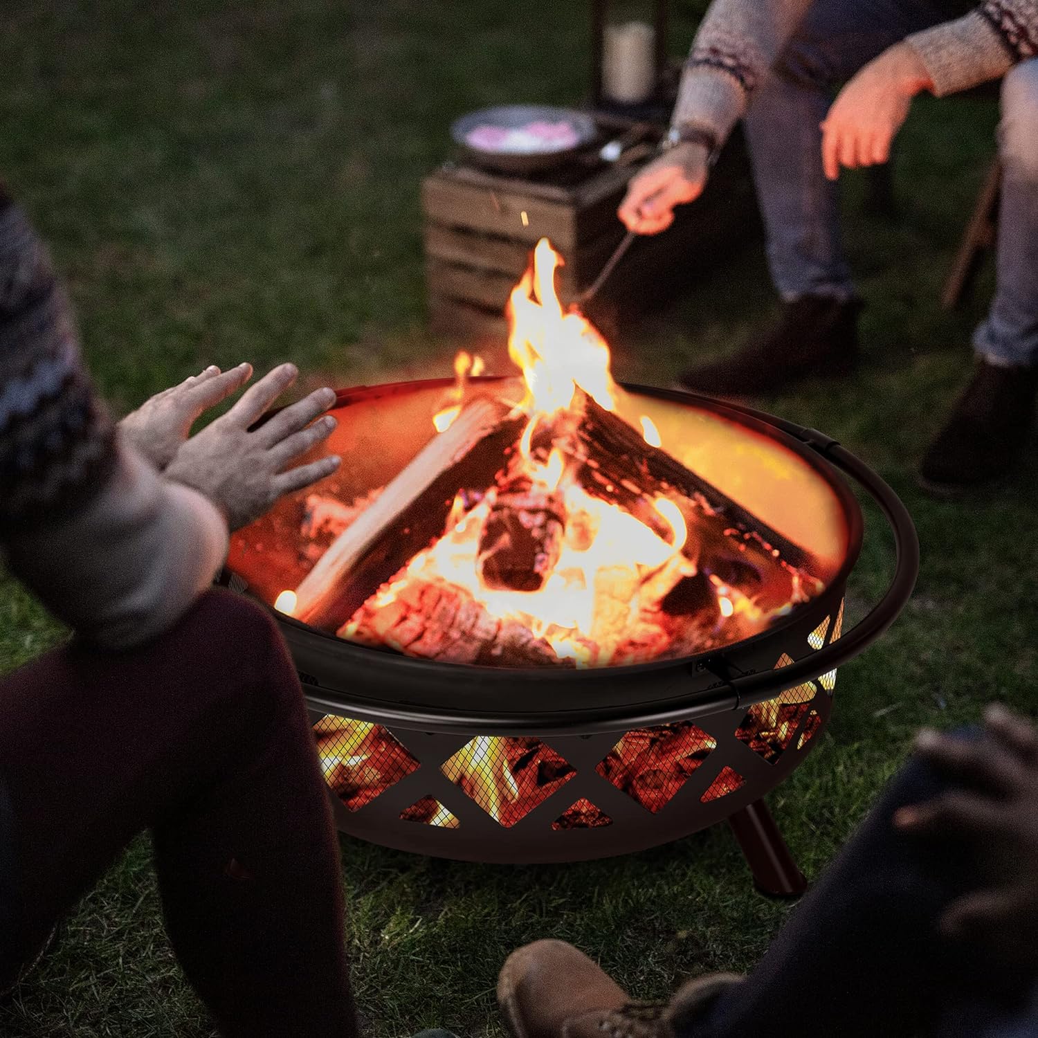 SUNCREAT 42-Inch Wood Burning Patio Fire Pit, Black, 42.1 Inch Diameter x 25.2 Inch High - Image 30 SUNCREAT 42-Inch Wood Burning Patio Fire Pit, Black, 42.1 Inch Diameter x 25.2 Inch High - Image 30