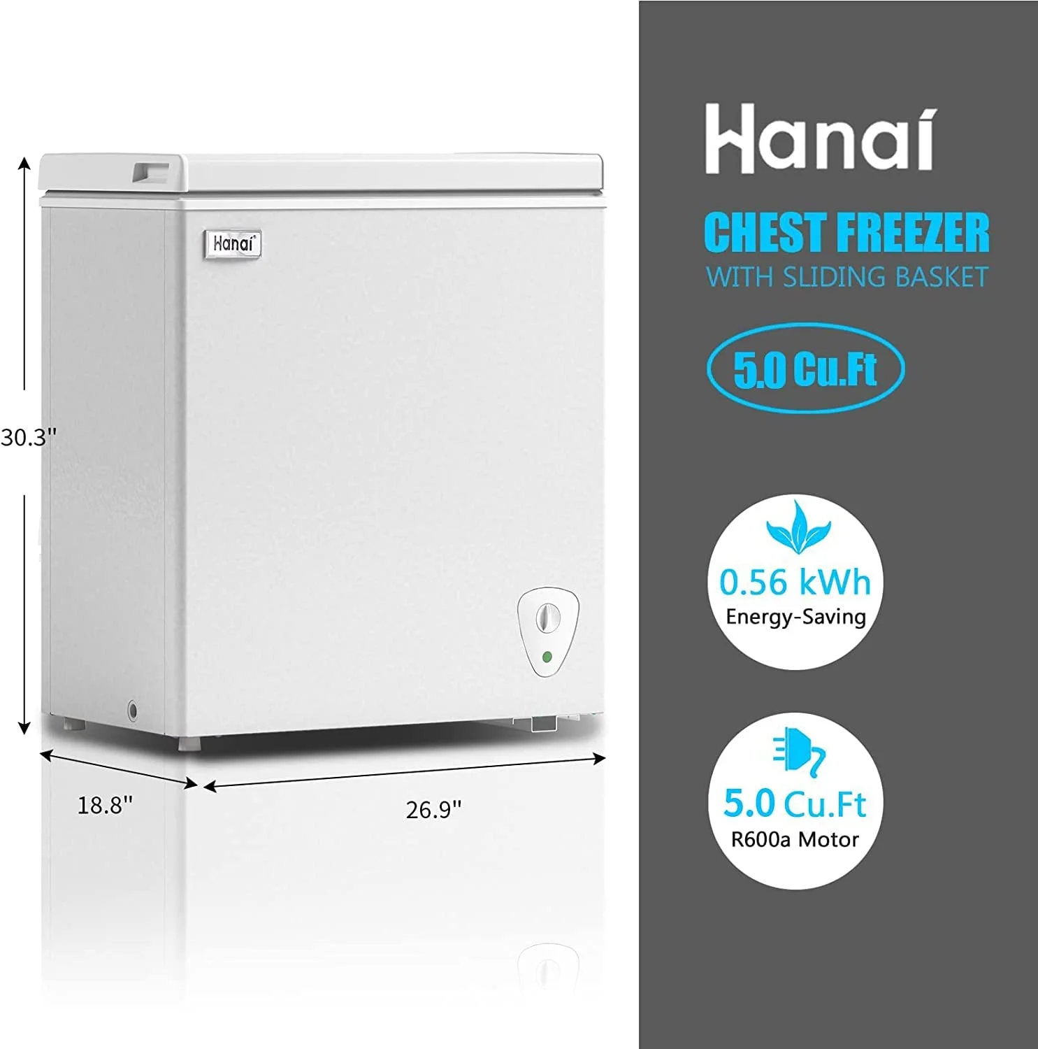 WANAI 3.5 Cu.ft Freezer, Chest Freezer, Deep Freezer with Top Open Door - Image 11