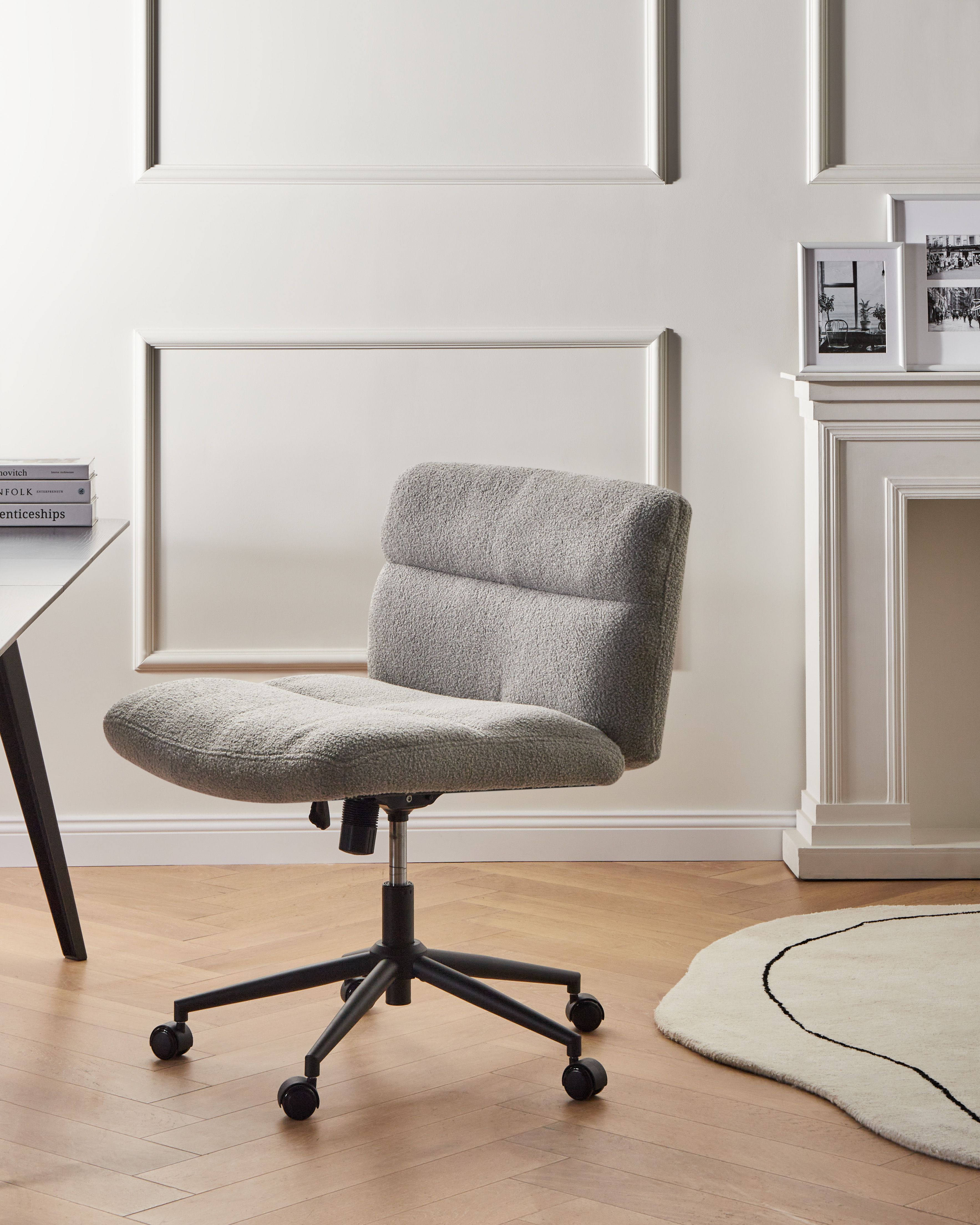 Desk Chair CATLIN Boucle Light Grey