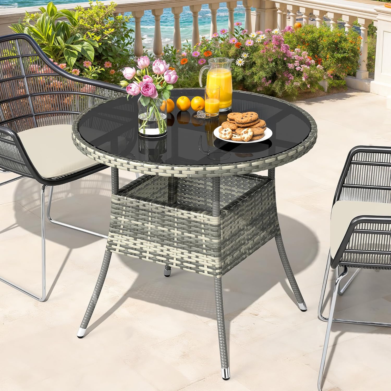 YITAHOME Outdoor Dining Table Round for 4 31.5