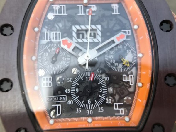 Replica Richard Mille RM011 Felipe Massa RG Chrono Brown Skeleton Dial Orange Rubber Strap A7750 - Top club