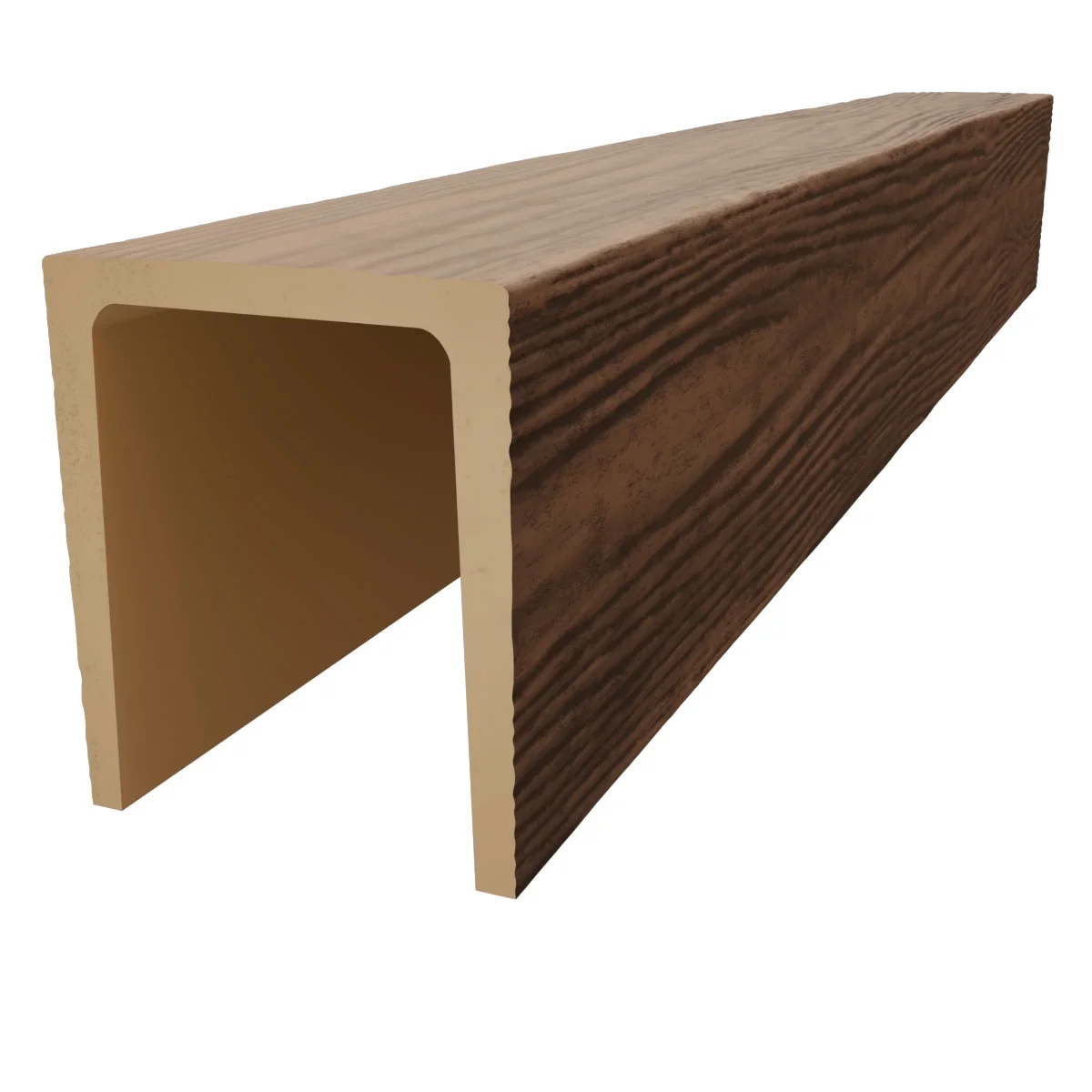 Ekena Millwork 3 1/2"W x 3 1/2"H x 120"L 3-Sided (U-Beam) Mena HeritageTimber Faux Wood Ceiling Beam, Kona Brown - Image 4
