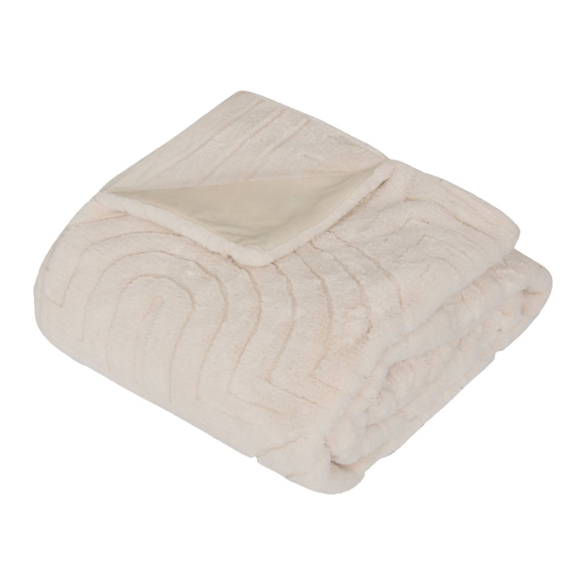 Jacquard Faux Fur Throw "Arka" Ivory, 160x120 cm