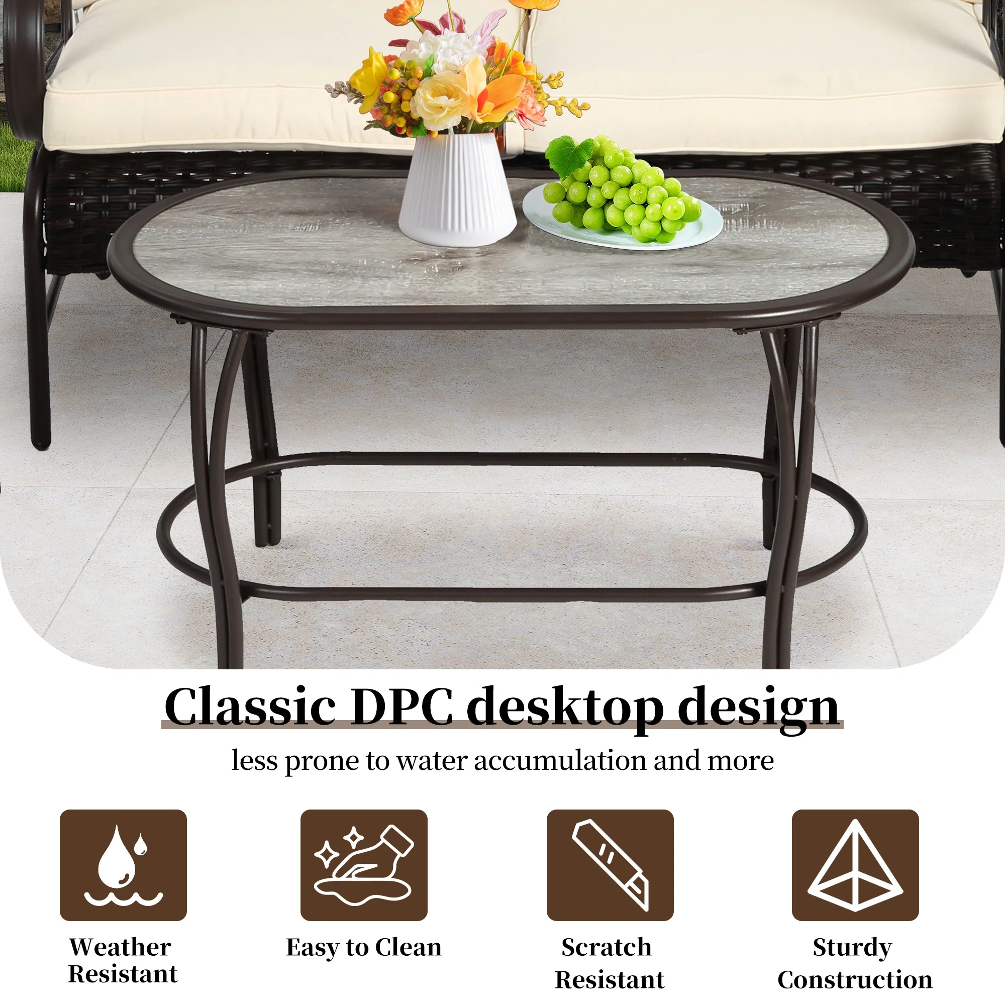 Patio Sofa Set, 4 Pieces Outdoor Sectional Furniture, All-Weather PE Rattan Wicker Patio Conversation Set, Cushioned Sofa Set with Coffee Table for Patio Garden Poolside Deck - Image 23
