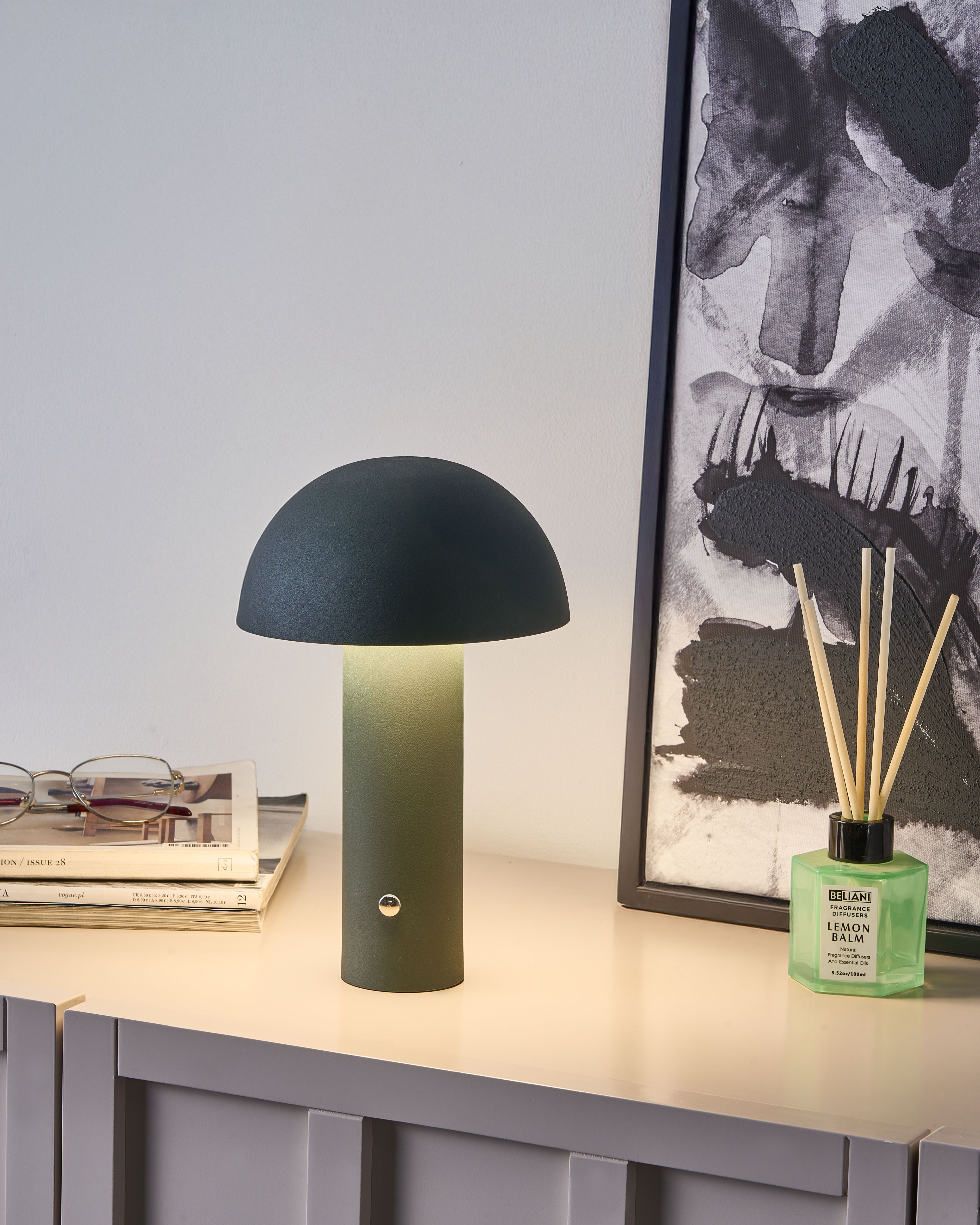 Wireless LED Table Lamp BOJO with Dimmer Metal Dark Green