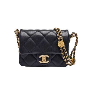 Chanel Classic Medium Blue Lambskin Rainbow Hardware – CB0311:1High-quality replica