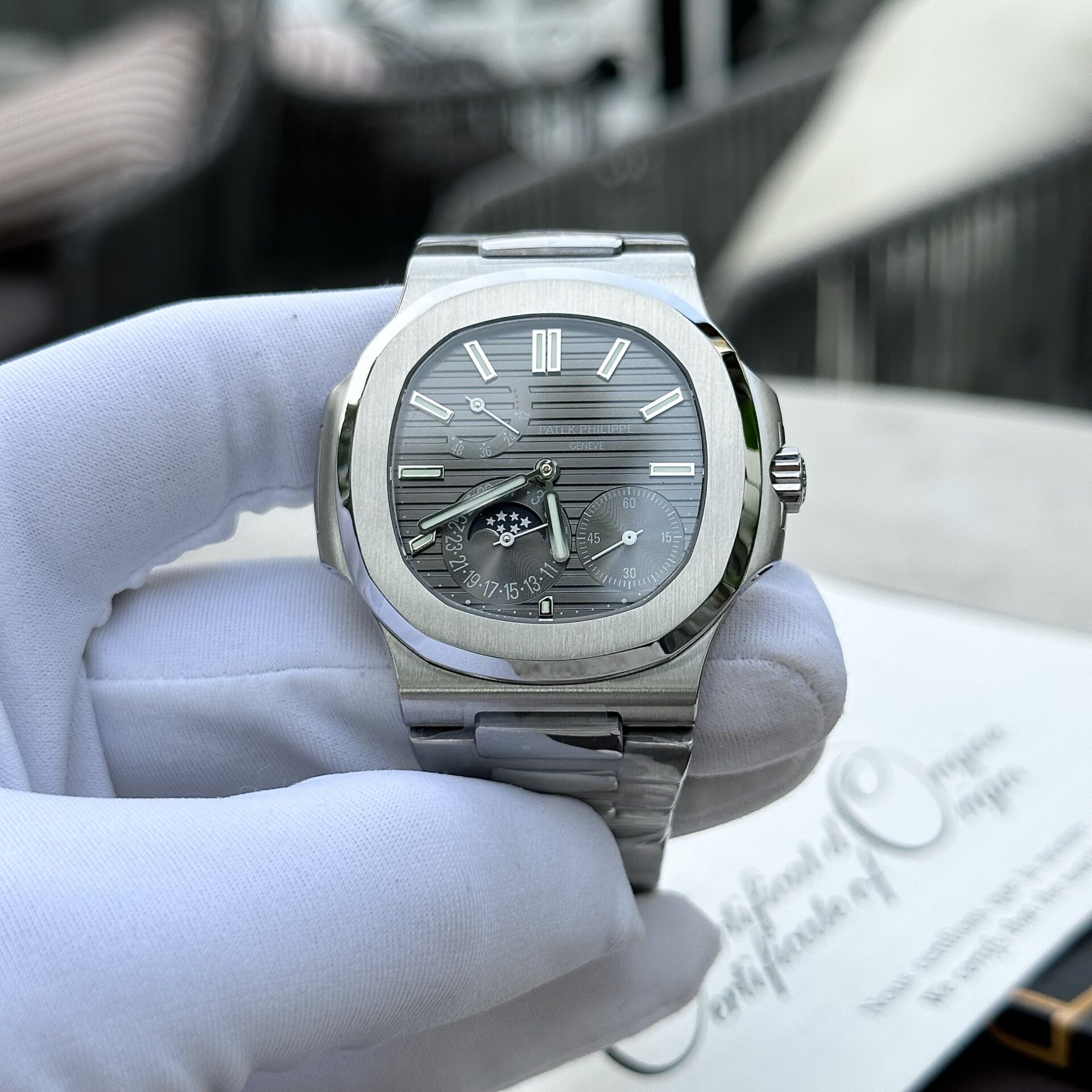 Patek Philippe Nautilus 5712 Gray Dial Replica 1:1 Watch GR Factory 40mm - Elite Watch Atelier