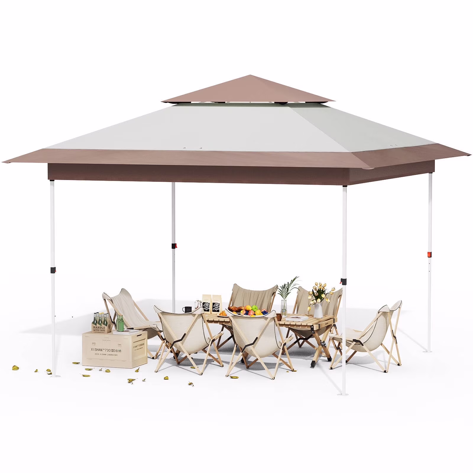Pirecart 12' x 12' Pop-up Canopy Tent Waterproof Outdoor Gazebo Shelter with Wheeled Bag, Instand Canopy , White - Image 9