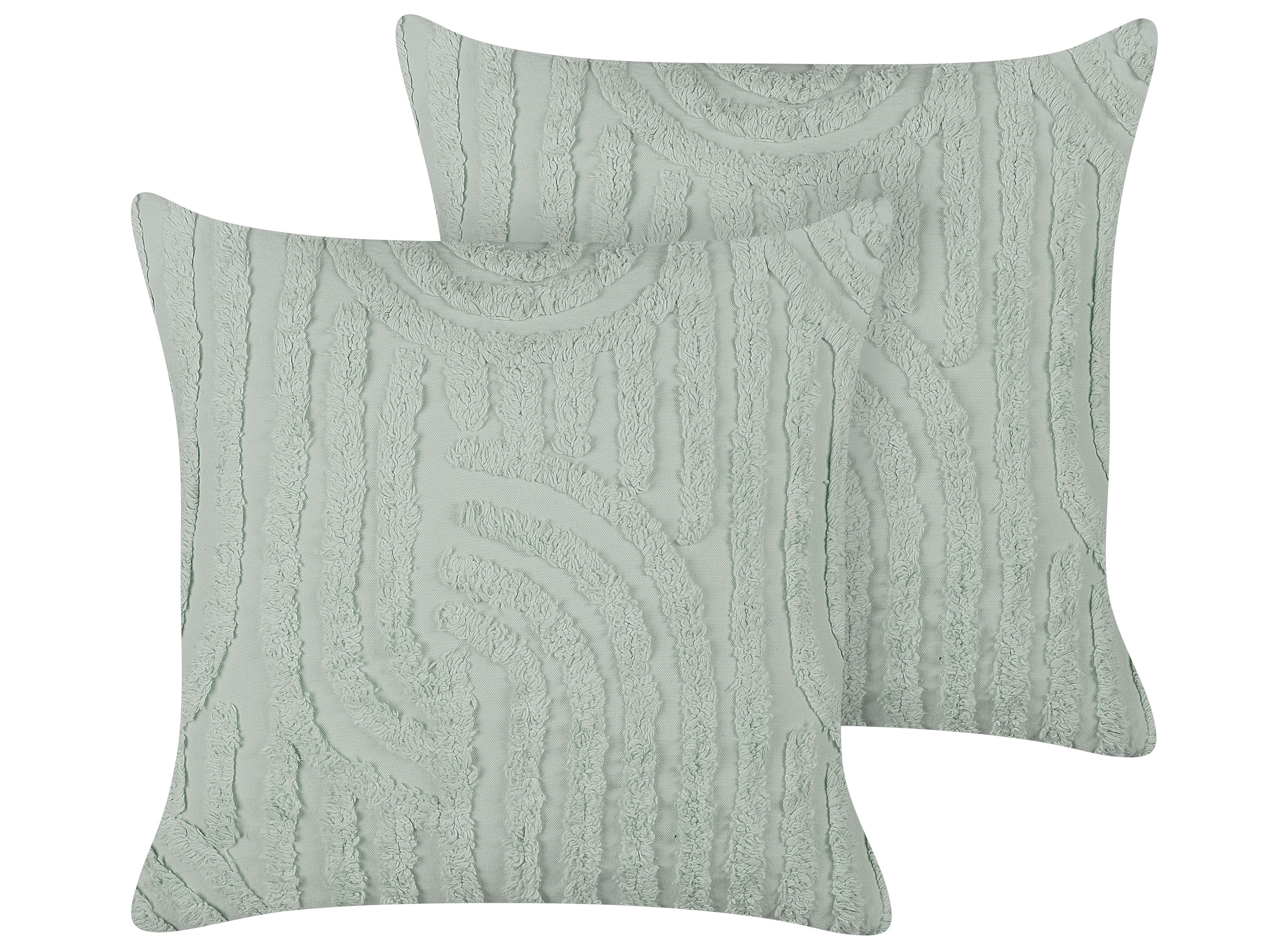 Set of 2 Decorative Cushions TELLIMA Cotton 45 x 45 cm Mint Green Geometric Pattern