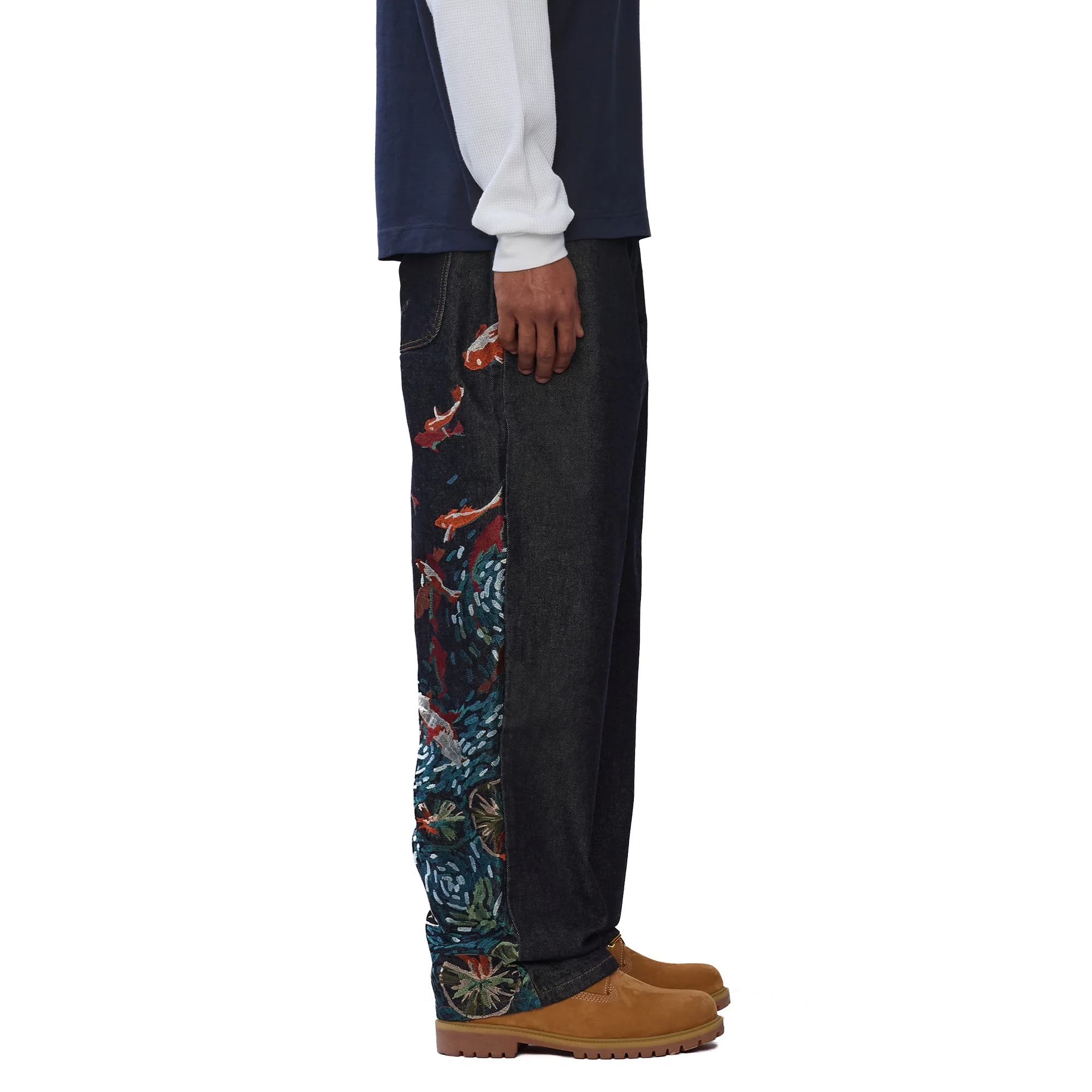 "koi pond" indigo raw Denim
