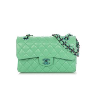 Chanel Classic Medium Blue Lambskin Rainbow Hardware – CB0311:1High-quality replica