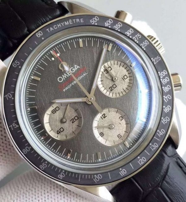 Replica Omega Speedmaster Apollo 17 40th anniversary Gray Dial Leather Strap Manual Winding - Top club