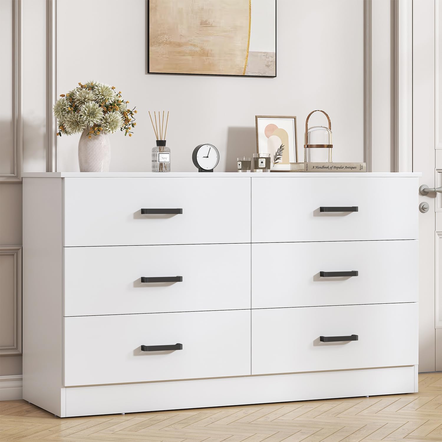 Bigbiglife Wood Dresser for Bedroom, 6 Drawer Double Dresser, Modern Chest of Drawers with Deep Drawers, Large Storage Organizer for Living Room, Closet