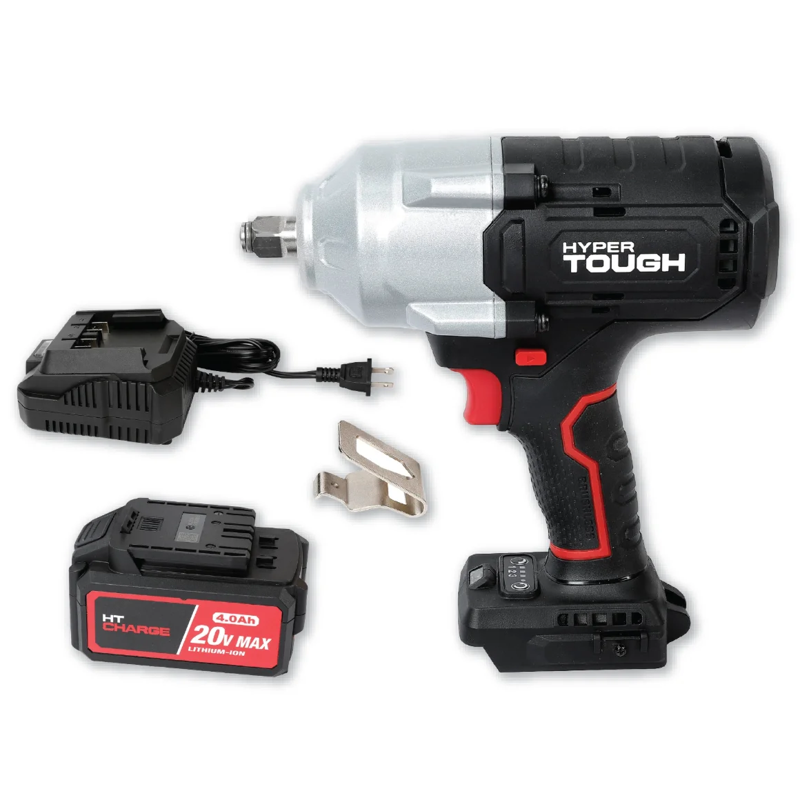 Hyper Tough 20V Max Brushless 1/2-inch High-Torque Cordless Impact Wrench with 4.0Ah Lithium-Ion Battery and Charger - Image 11