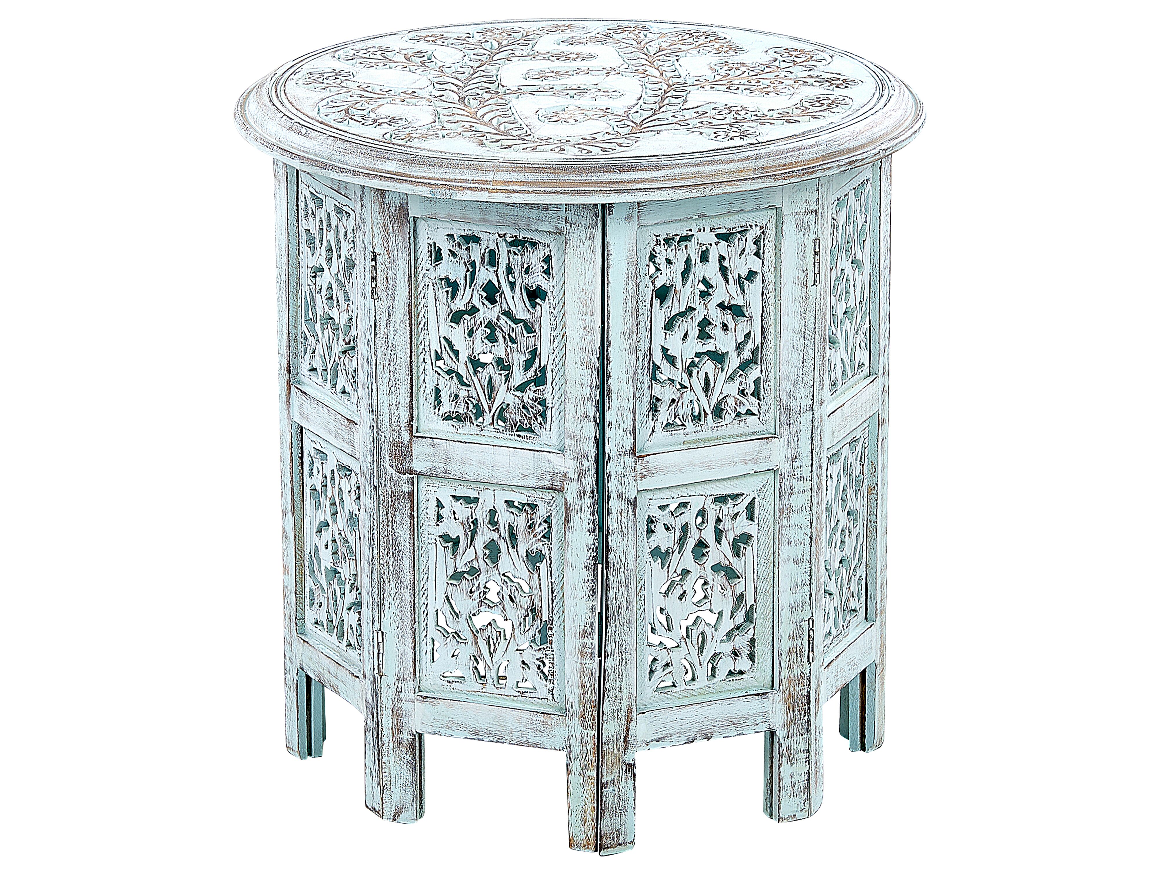 Side Table BORAI Mango Wood Light Blue