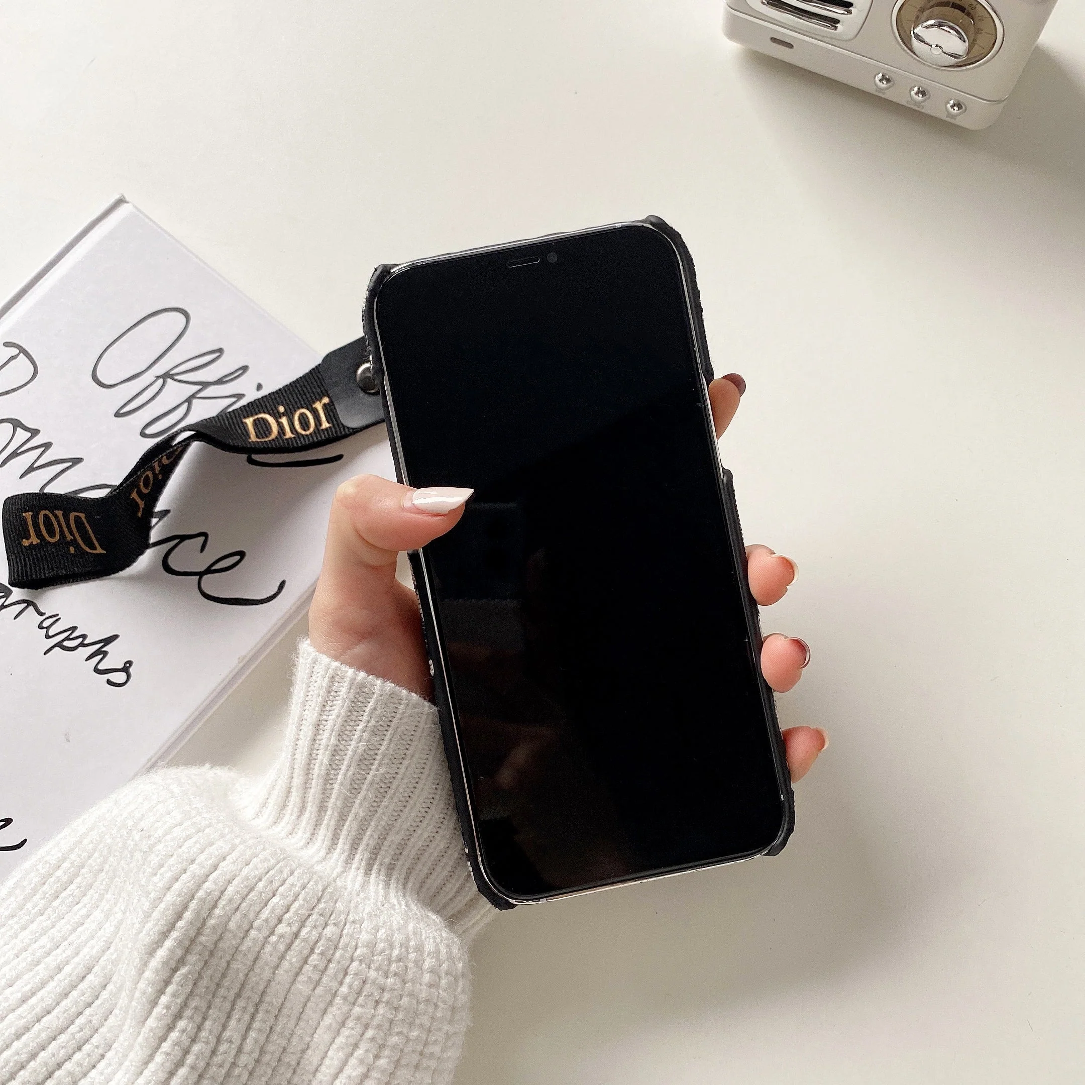 CD iPhone Case With Strap Black-GS240315 - Wholesale & Influencer