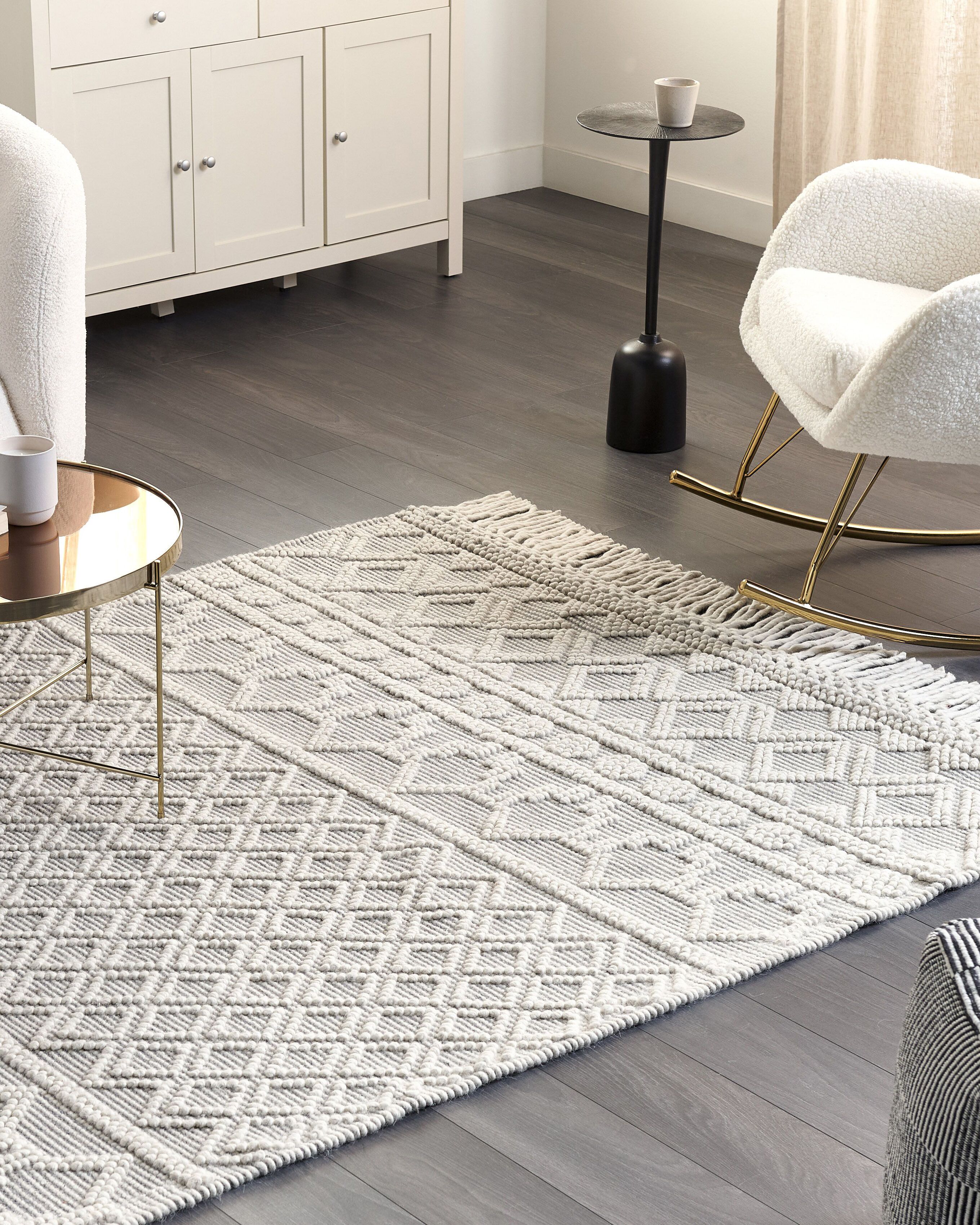 Rug SOLHAN Grey Beige 160 x 230 cm Wool