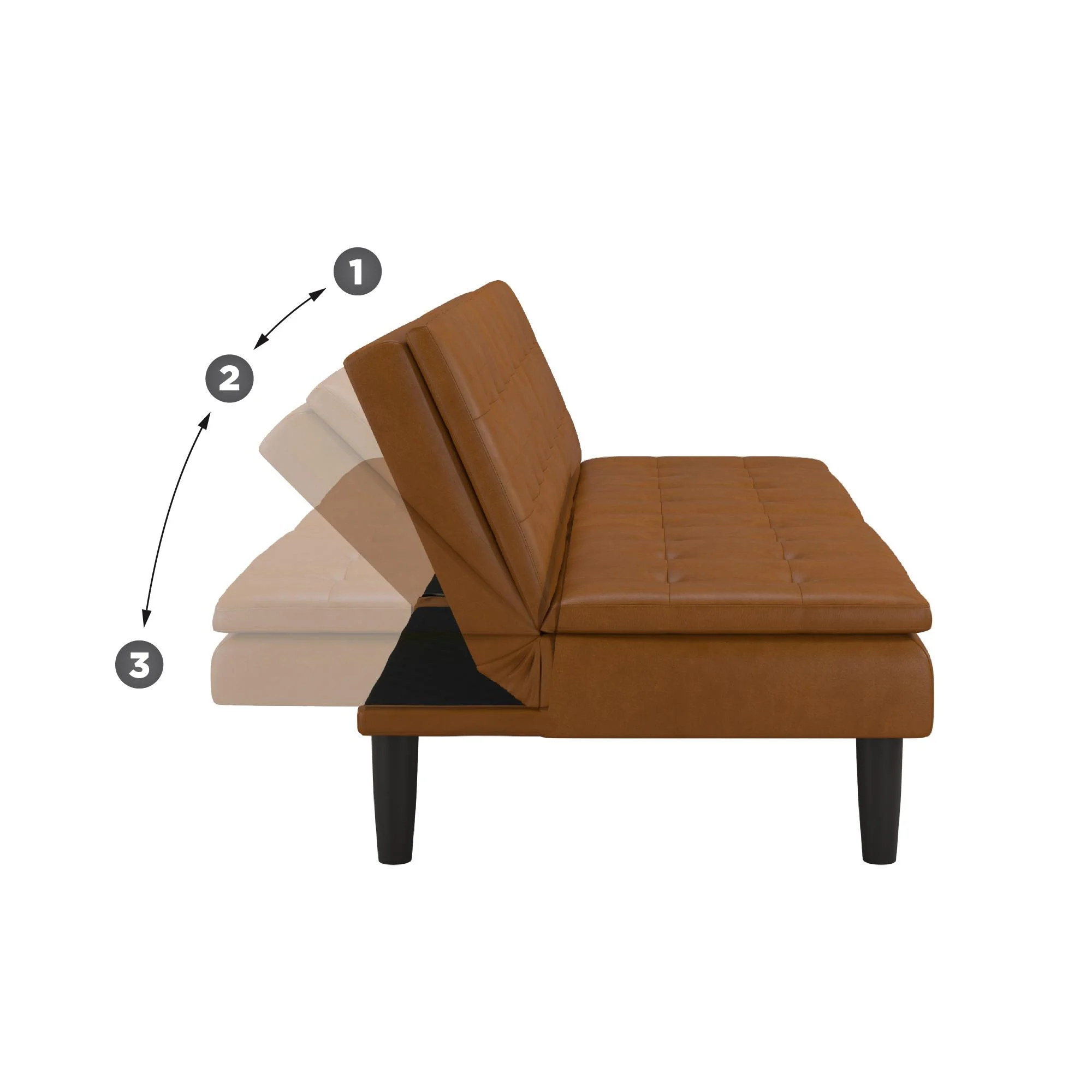Mainstays Memory Foam 71.5" Futon with Cupholder and USB, Black Faux Leather - Image 38