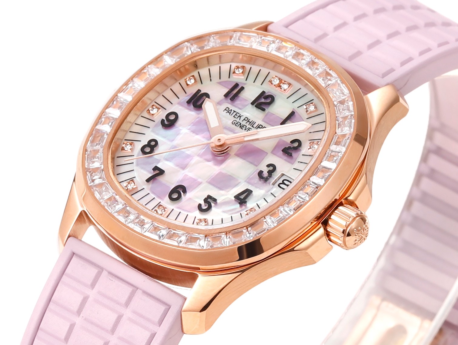 Fake Patek Philippe Replica Watch Aquanaut Luce Haute Joaillerie Rose Gold Diamonds Mother of Pearl Beige Diamond Dial 5072R-001 TC(1:1 replica) - Top club