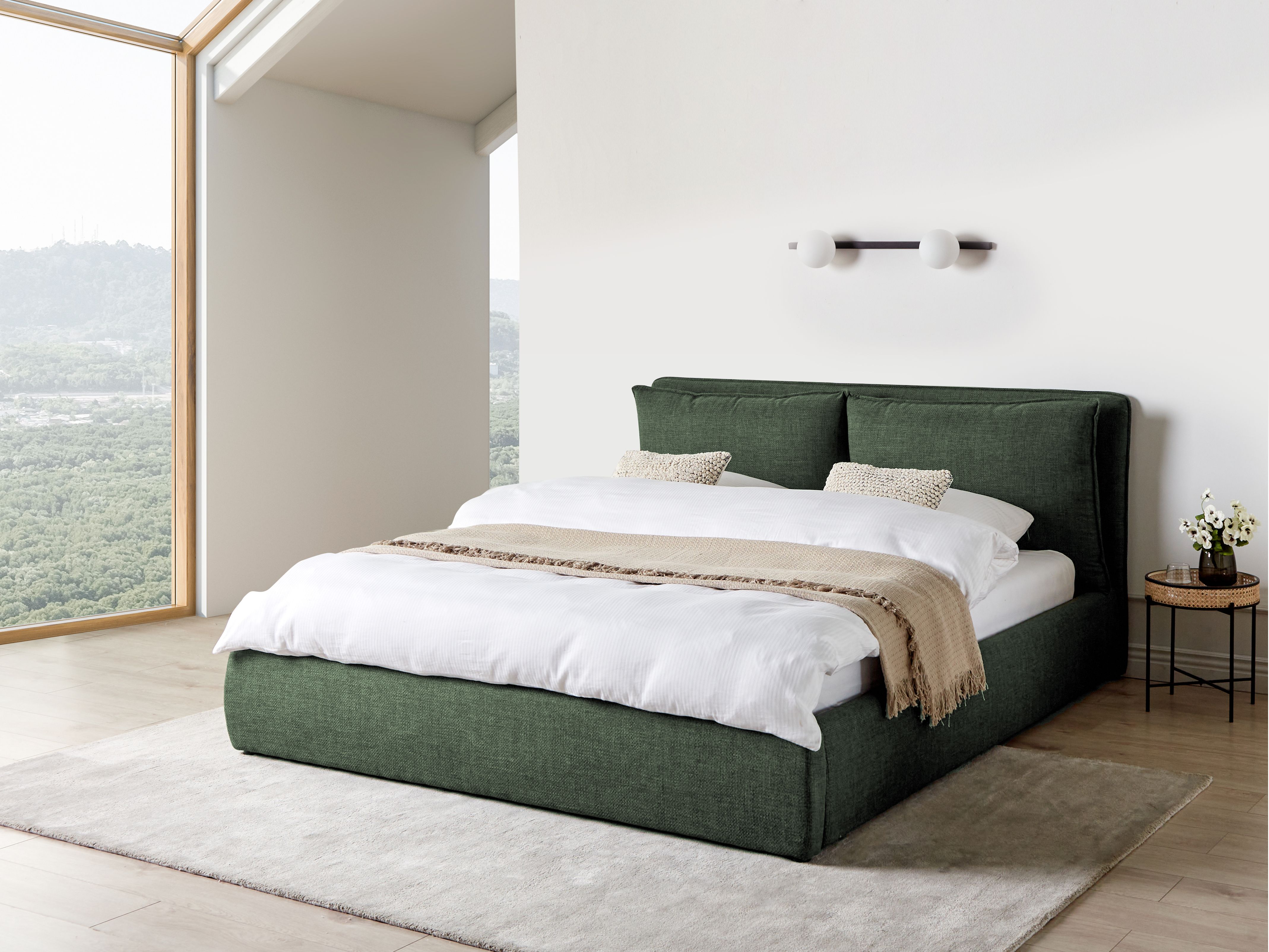 Ottoman Bed Fabric BAJONNA 180 x 200 cm (EU Super King) Dark Green