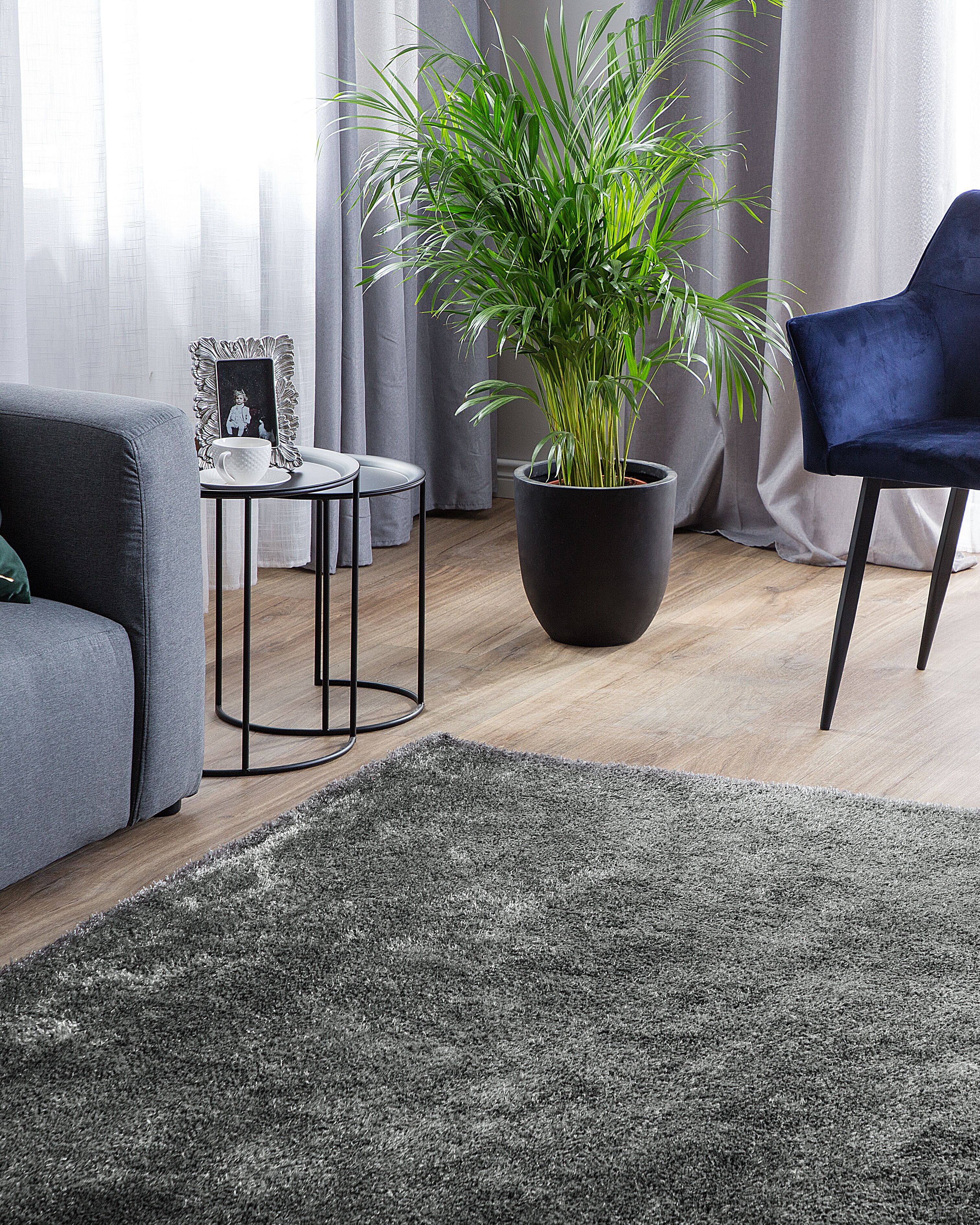 Shaggy Rug DEMRE Dark Grey 160 x 230 cm