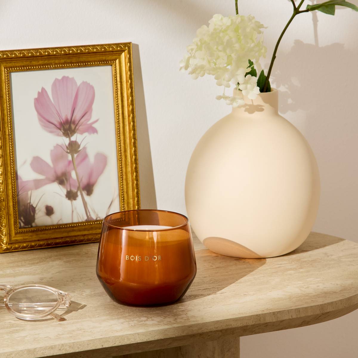 Scented Candle "Glowy" Woody fragrance, Wood, 300g