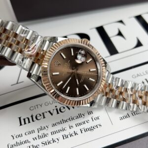 Rolex Rep 11 Watch DateJust Men s Chocolate Dial 18K Rose Gold Wrapped GM Factory 41mm - Elite Watch Atelier