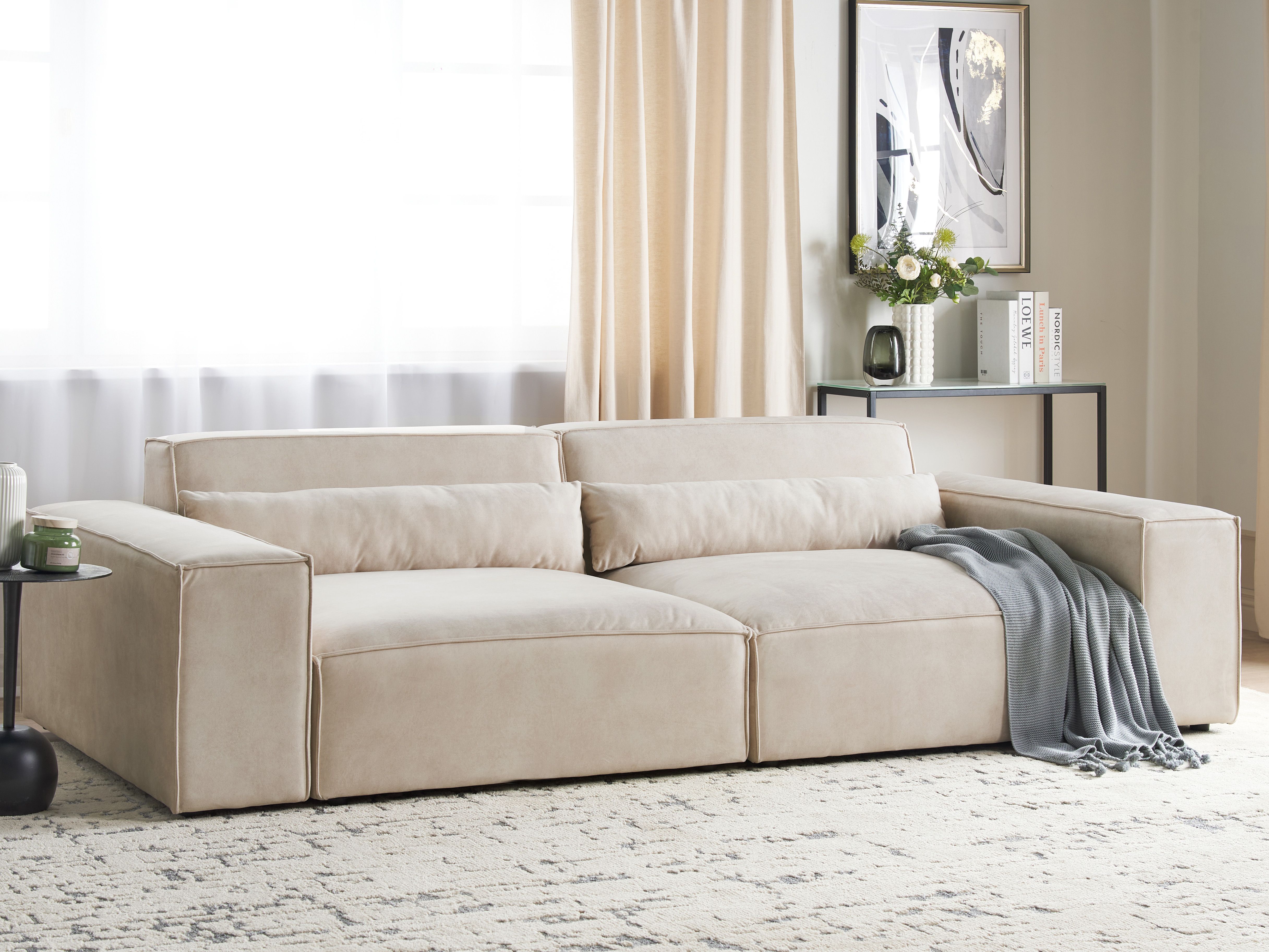 Modular Sofa 2 Seater HELLNAR Velvet Light Beige