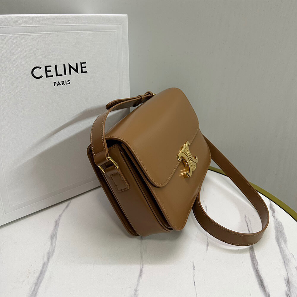 CELINE CLASSIQUE TRIOMPHE BAG in shiny calfskin(HIGH-END GRADE)1:1High-quality replica