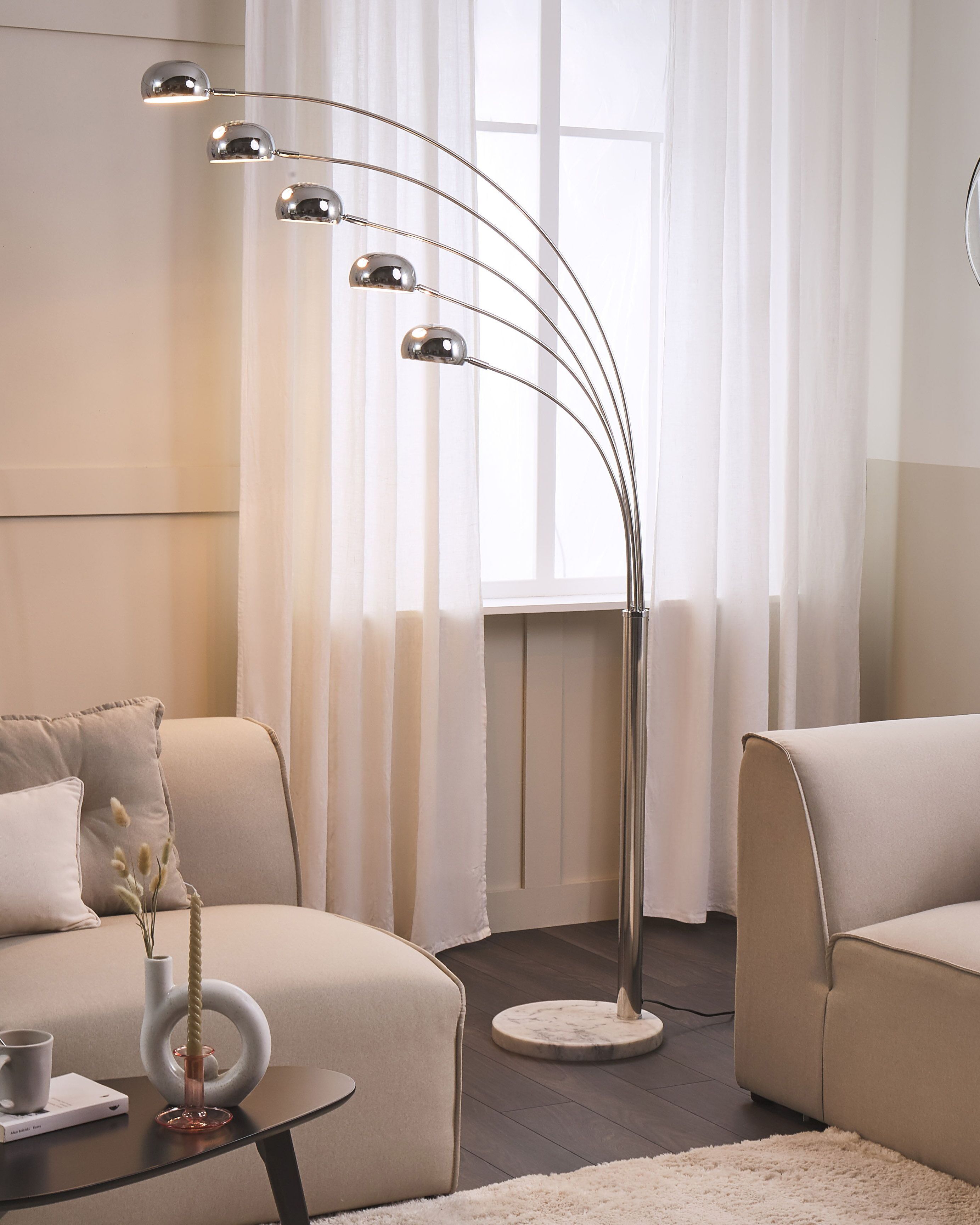 Floor Lamp FLINDERS Adjustable Metal Silver
