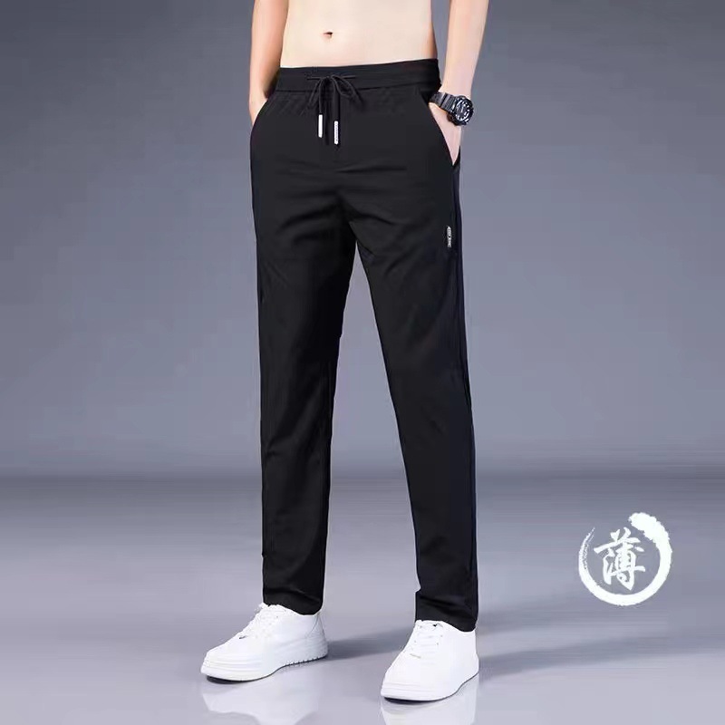 Summer lightweight ice silk casual pants for men, breathable, loose-fitting work pants for dirty construction sites