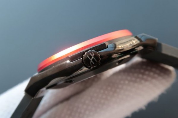 Replica Hublot Classic Fusion Tourbillon 45mm TF Red Bezel Skeleton Dial Black Gummy Strap A23J - Top club