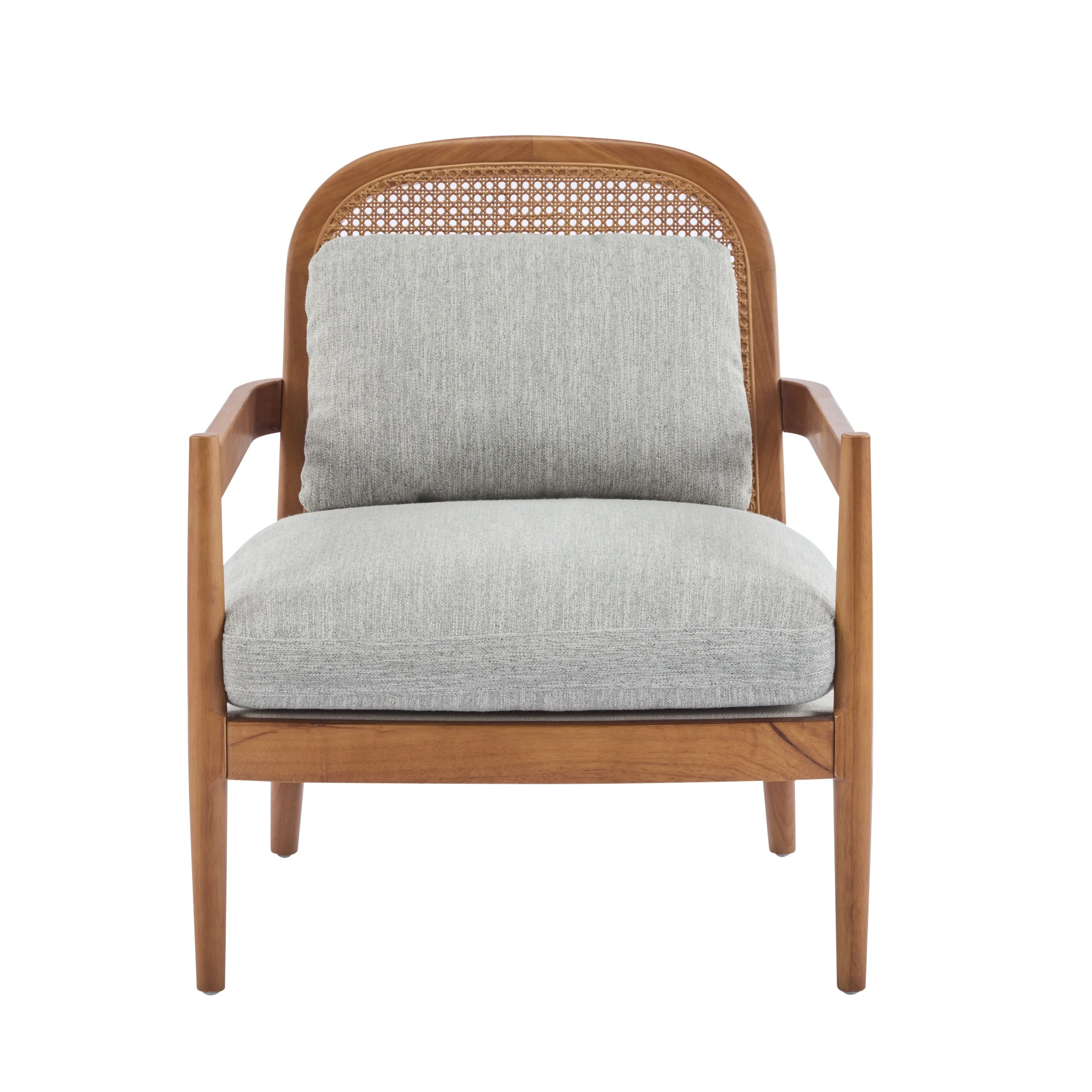 Christopher Knight Home Mid-Century Modern Accent Chairs, Wood Frame with Rattan Backrest, Grayish Green, Set of 2 - Image 11