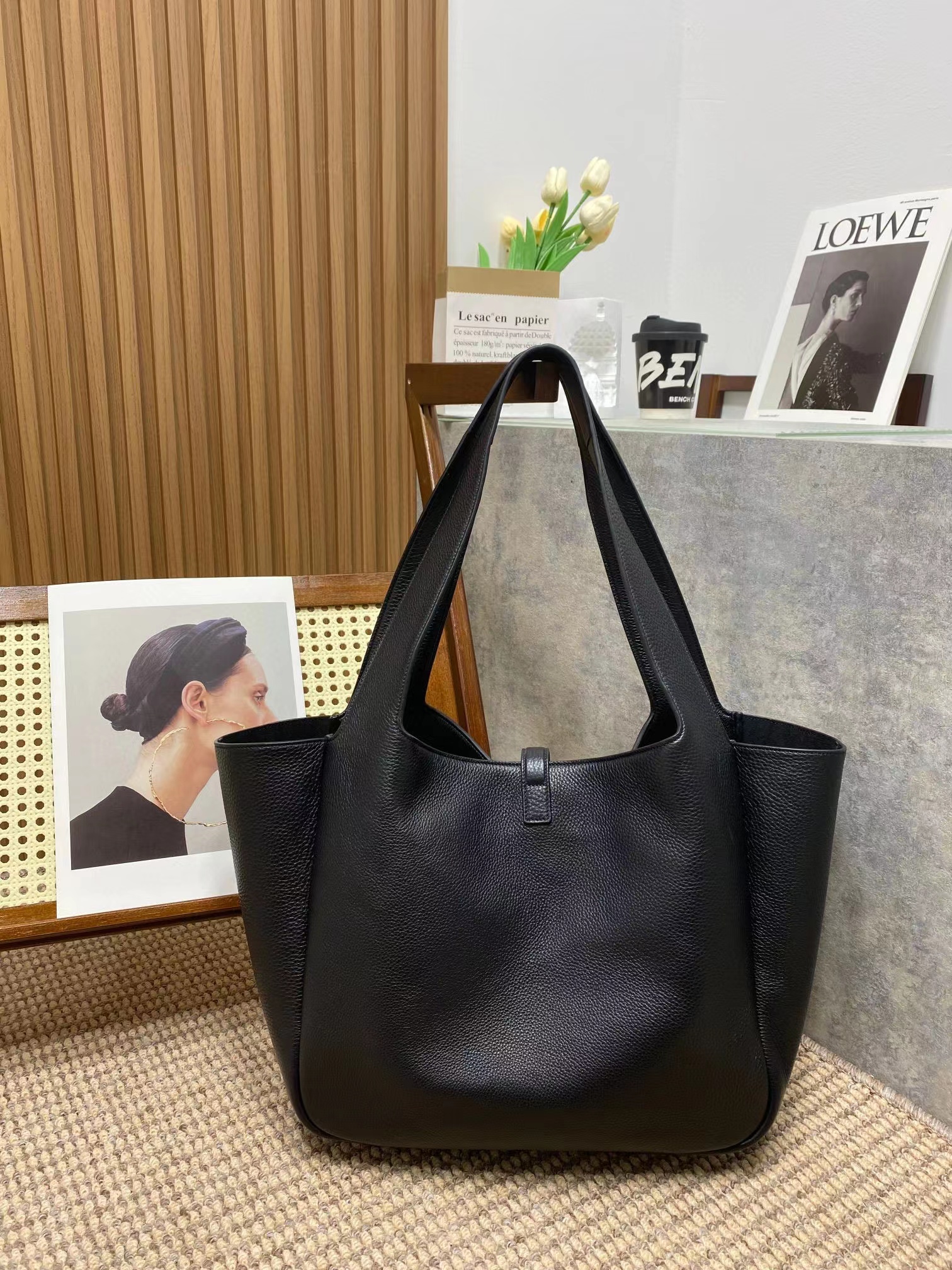 YSL BEA IN GRAINED LEATHER