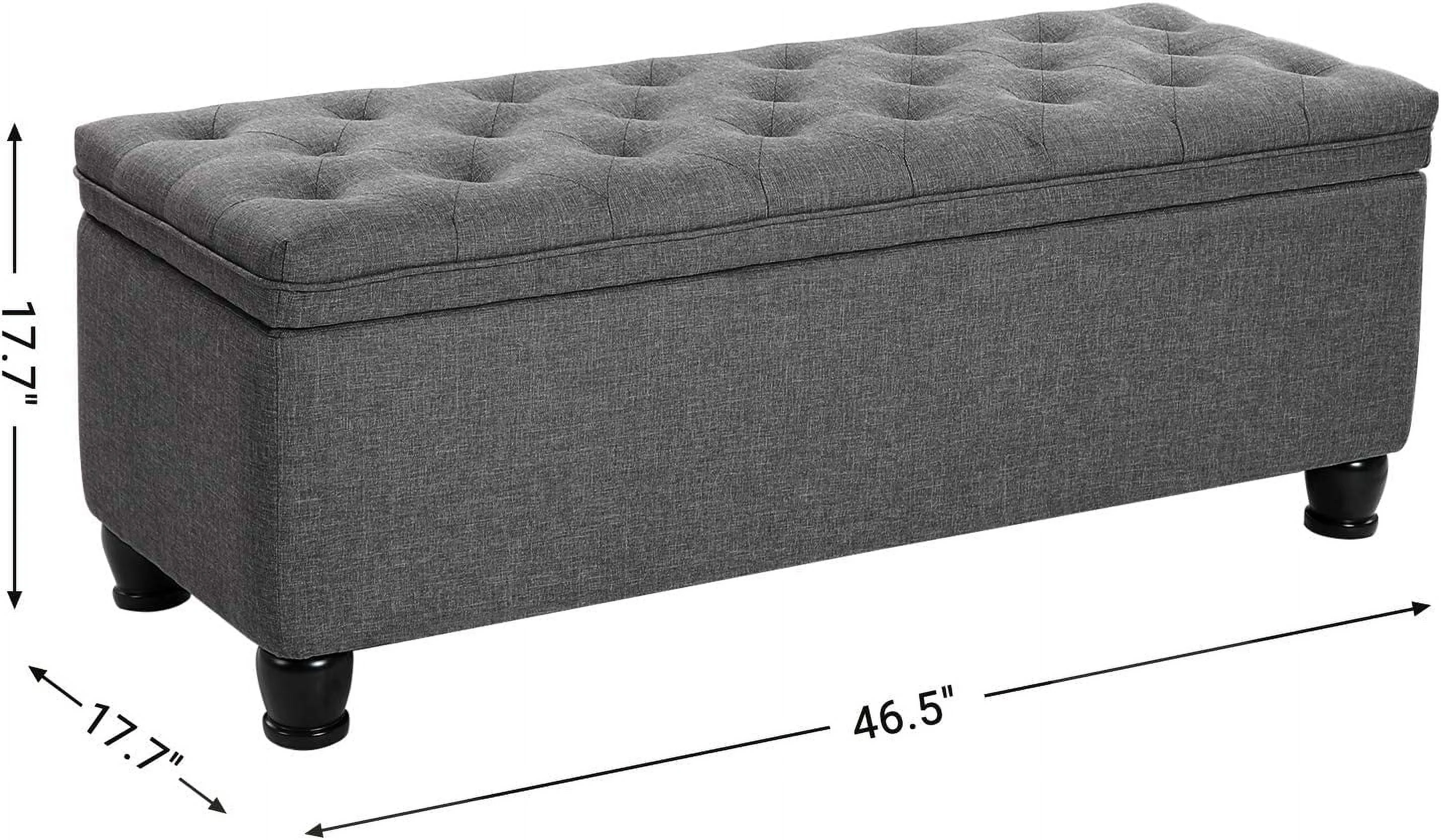 SONGMICS 46.5" Storage Ottoman Bench Storage Bench Bedroom Bench 330lb Load Capacity Solid Wood Legs Light Gray - Image 49