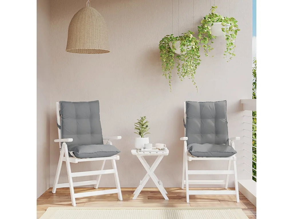 Coussins de chaise à dossier bas lot de 2 gris tissu oxford