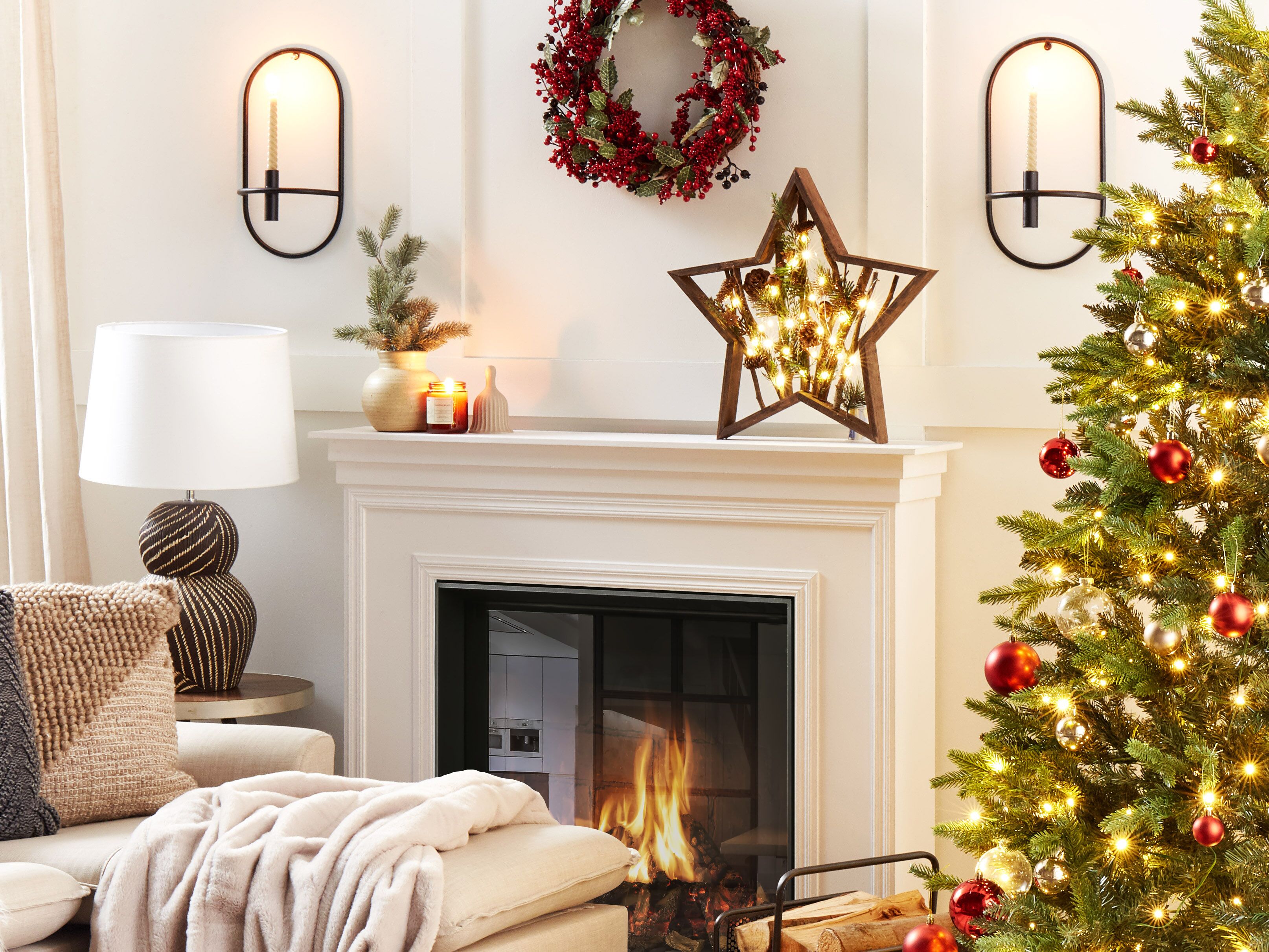 Christmas Decoration LED DOKKA Star 46 cm Brown