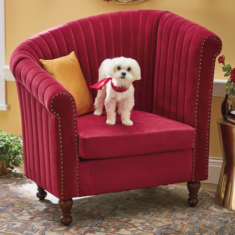 Offset Barrel Chair - MIDNIGHT VELVET CATALOG