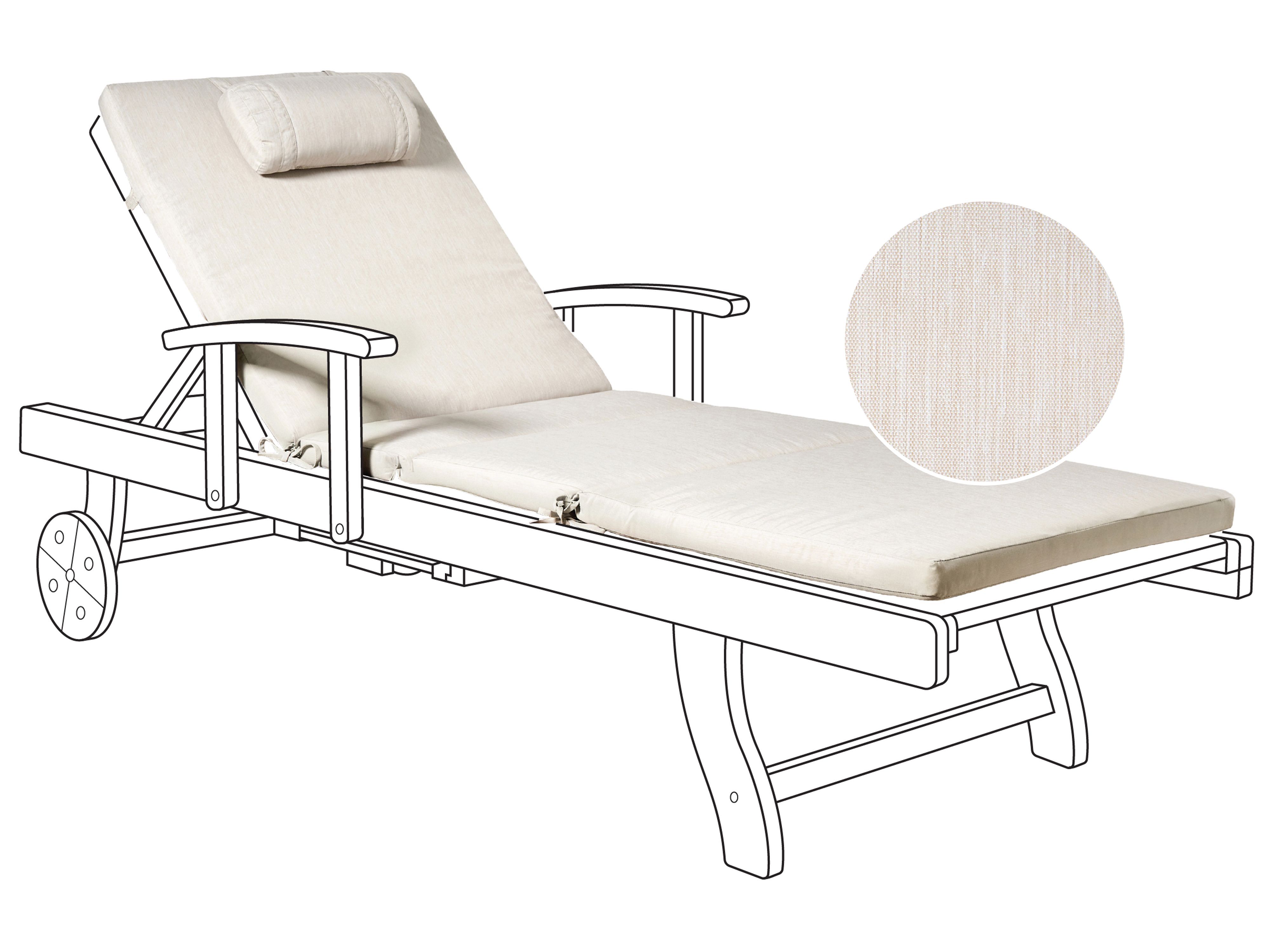 Sun Lounger Pad Cushion TOSCANA/JAVA/AMANTEA PREMIUM 189 x 58 cm Light Beige