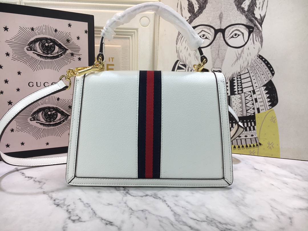 Replica Gucci Ophidia Small Top Handle Bag With Web Black/White1:1High-quality replica