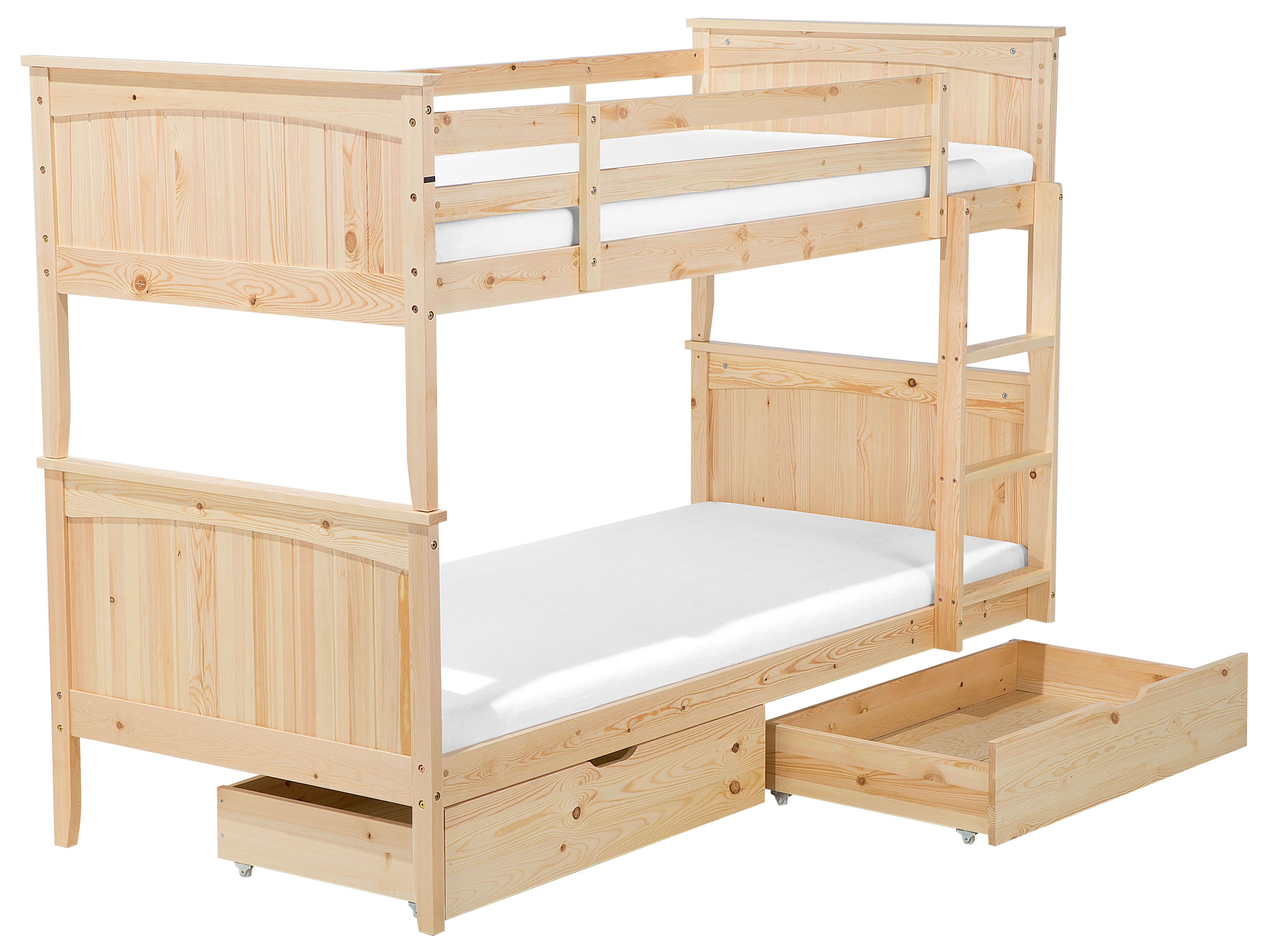 Bunk Bed with Drawers Pine Wood ALBON 90 x 200 cm (EU Single) Light Brown