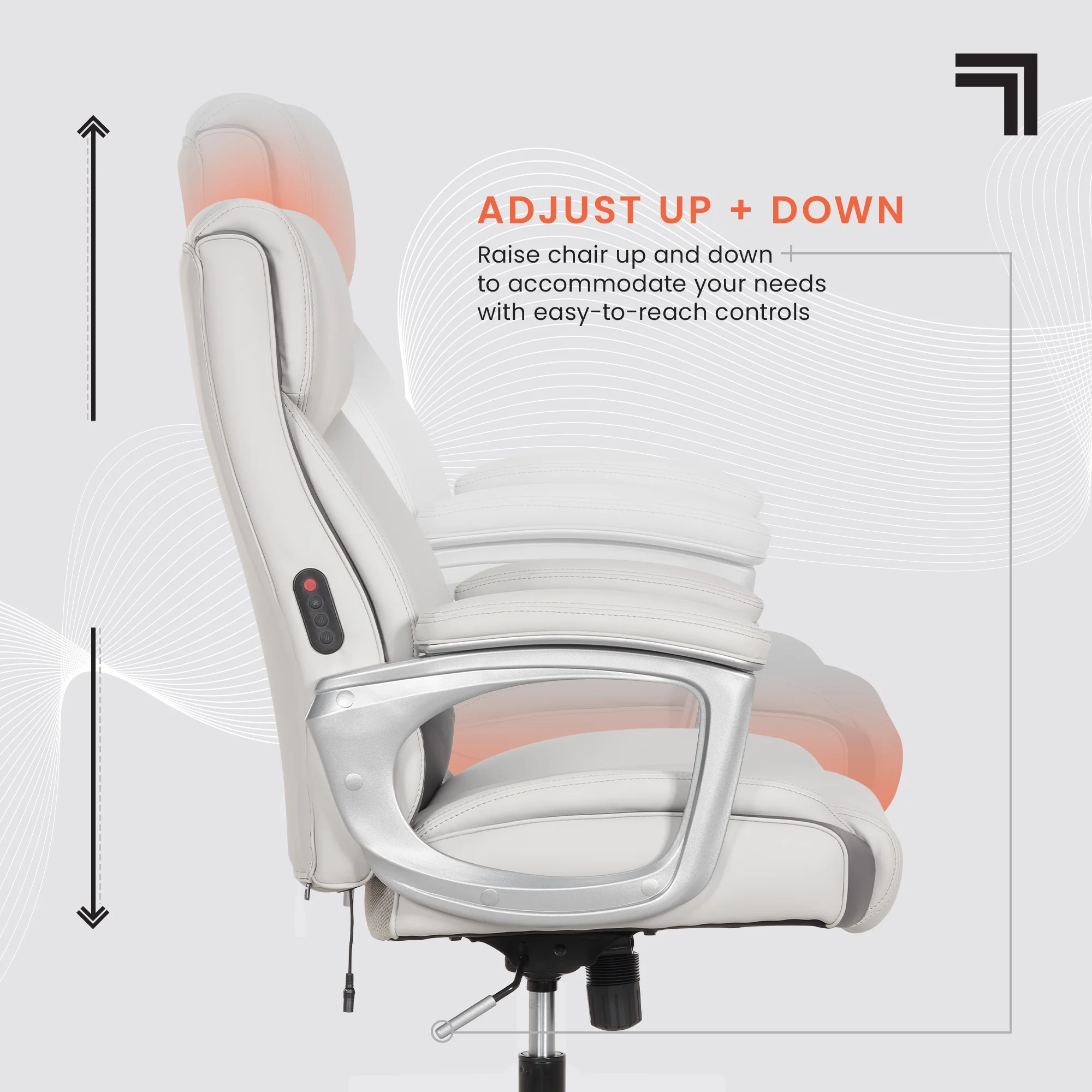 Sharper Image S-120 Massage and Heat Office Chair, Gray/White - Image 31
